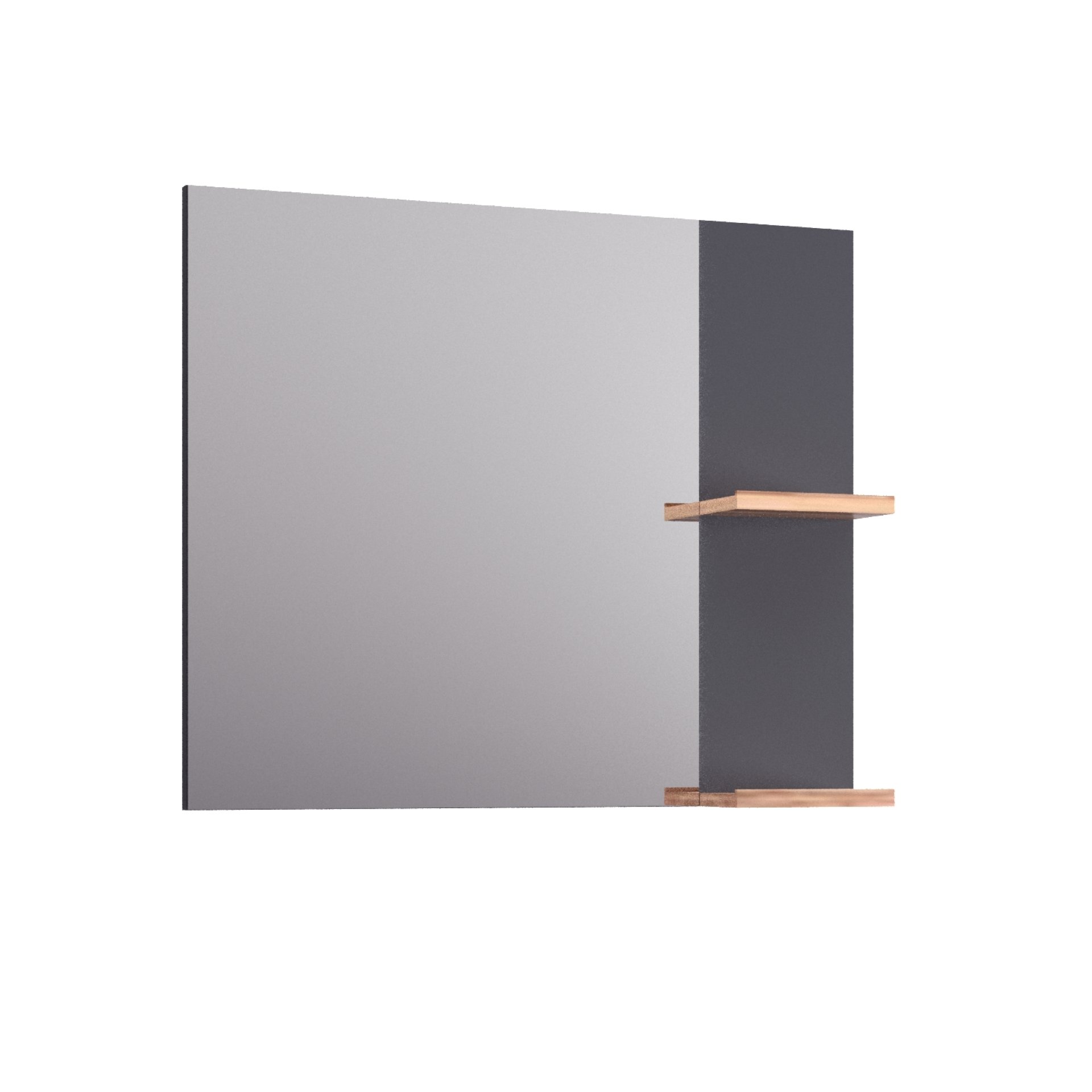 BADEDU HIERA Spiegel 79 cm breit, Anthrazit, zwei Ablagen