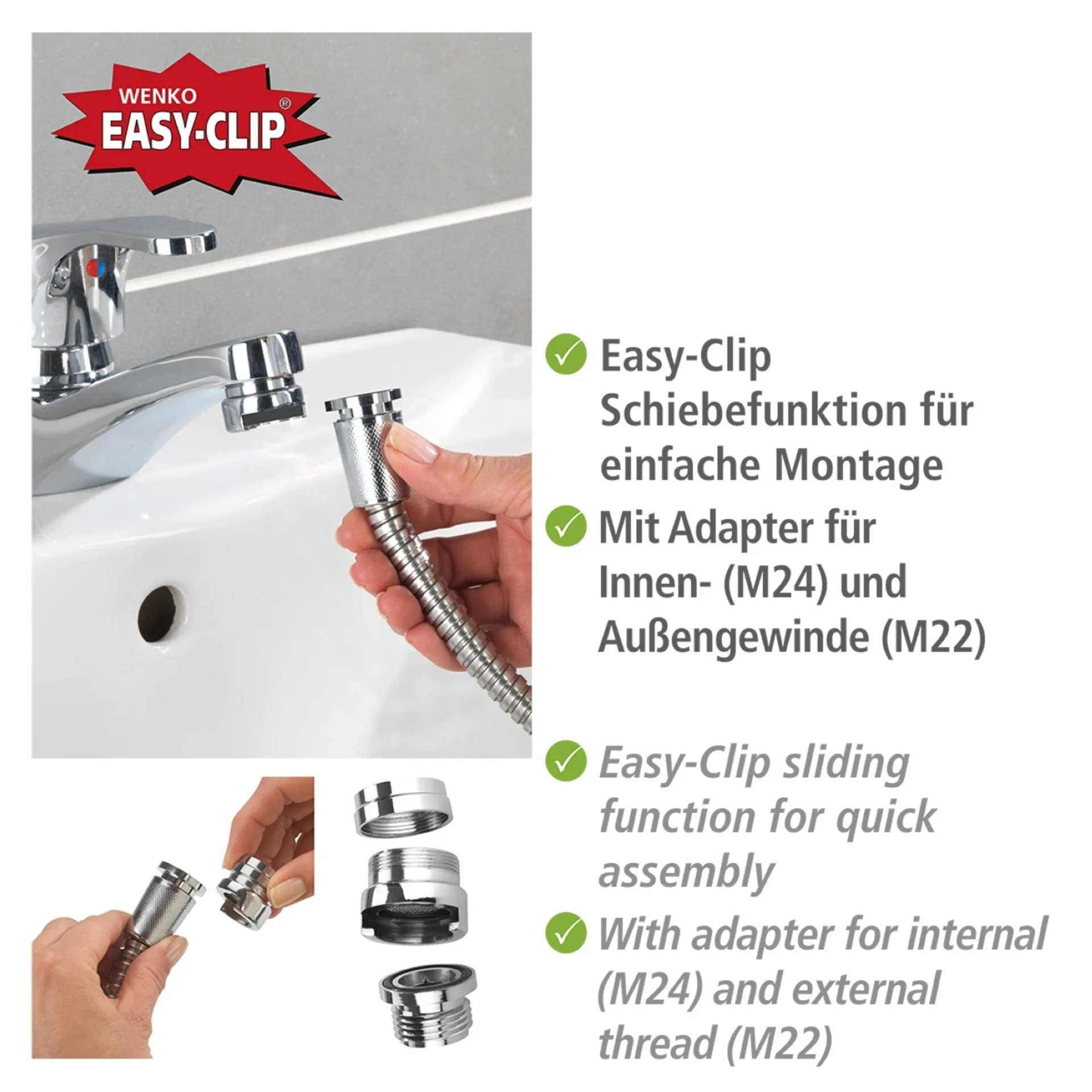 WENKO Handbrause Waschbecken 150 cm, Chrom