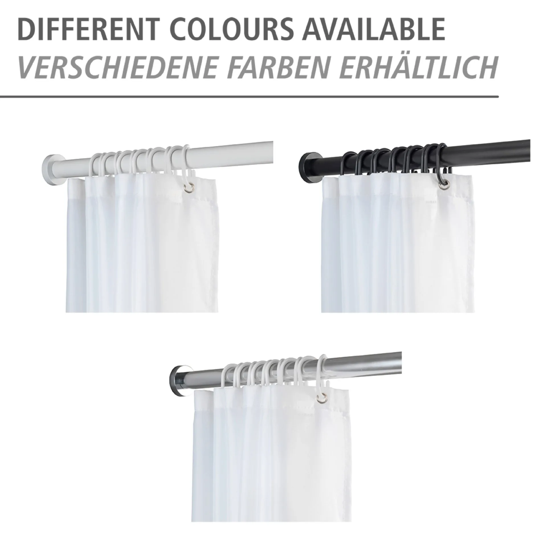WENKO LUZ Teleskop Duschstange 110-185 cm, Schwarz, Aluminium rostfrei