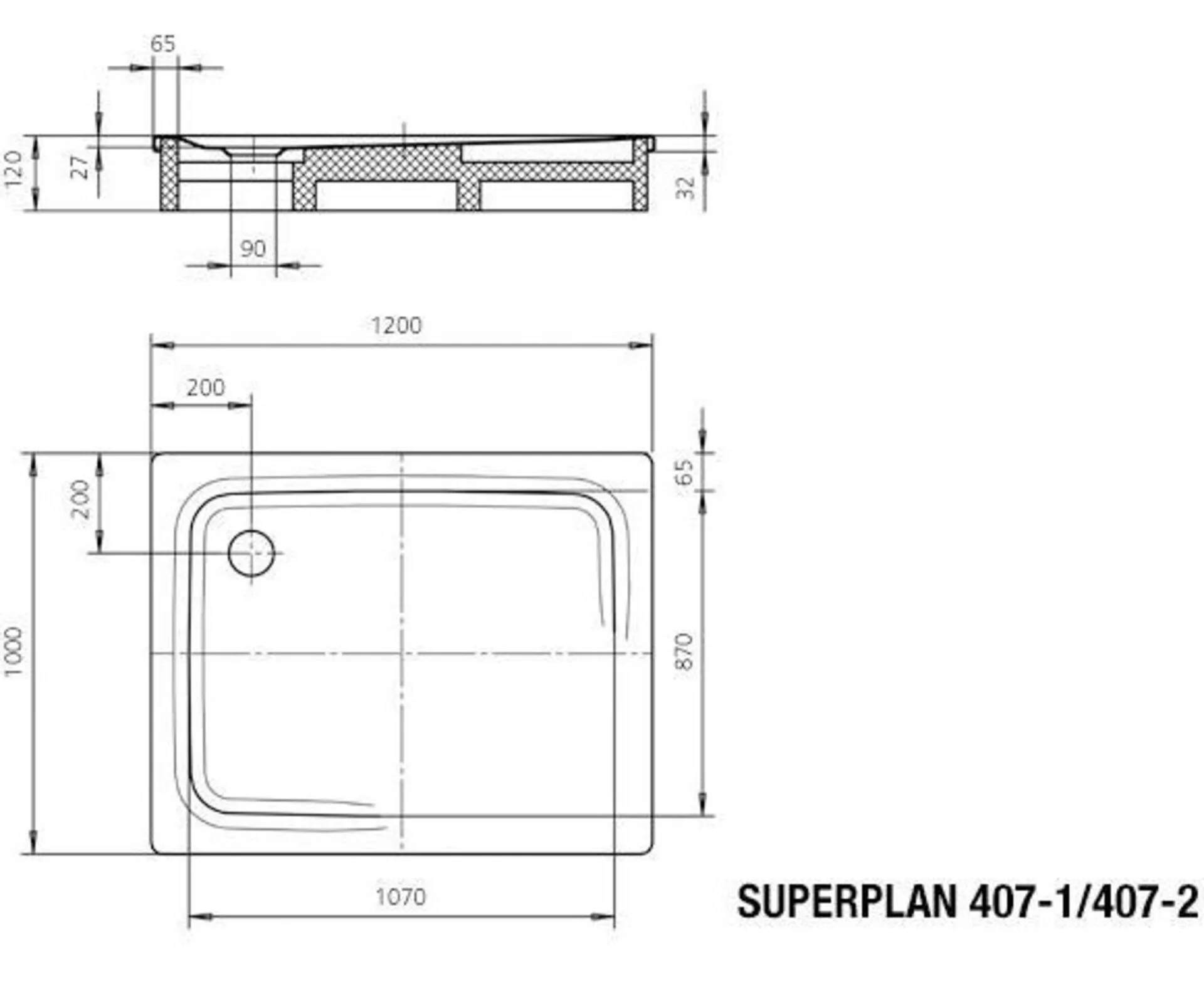 KALDEWEI SUPERPLAN CLASSIC Duschwanne 100 cm breit, Weiß, Mod. 407-1