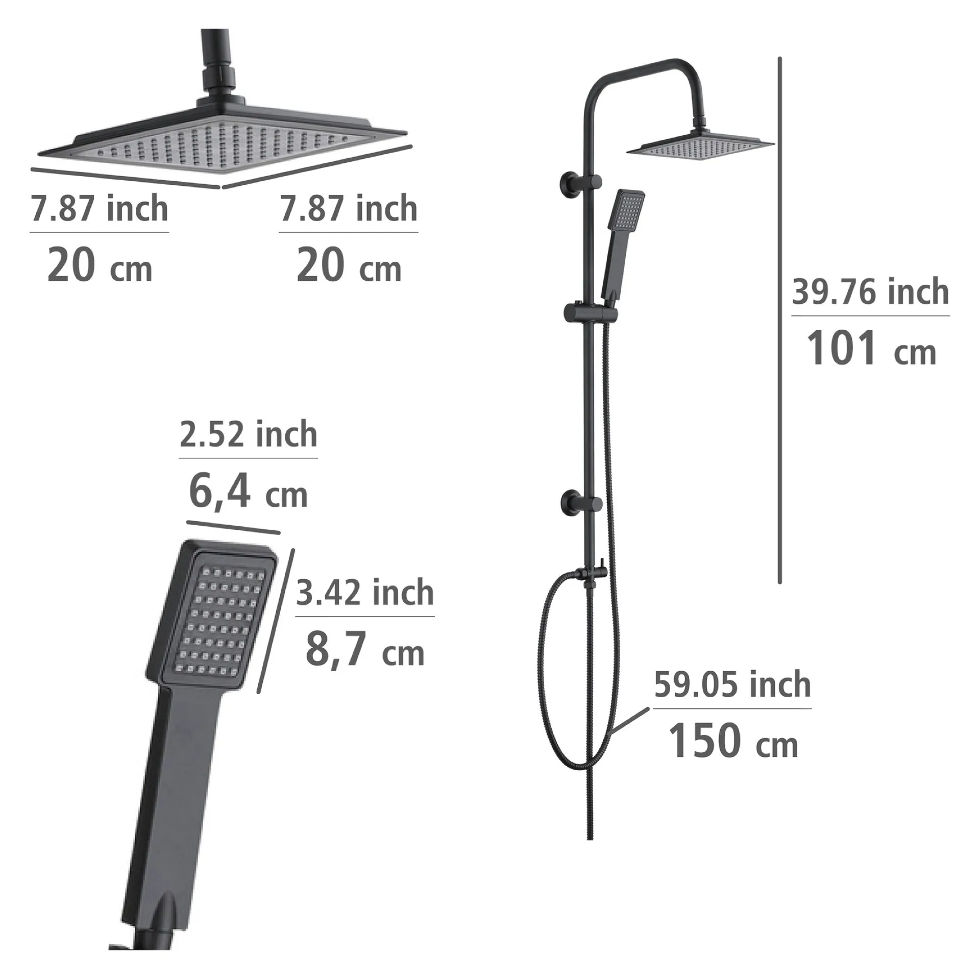 WENKO QUADRO Duschsystem, Schwarz matt