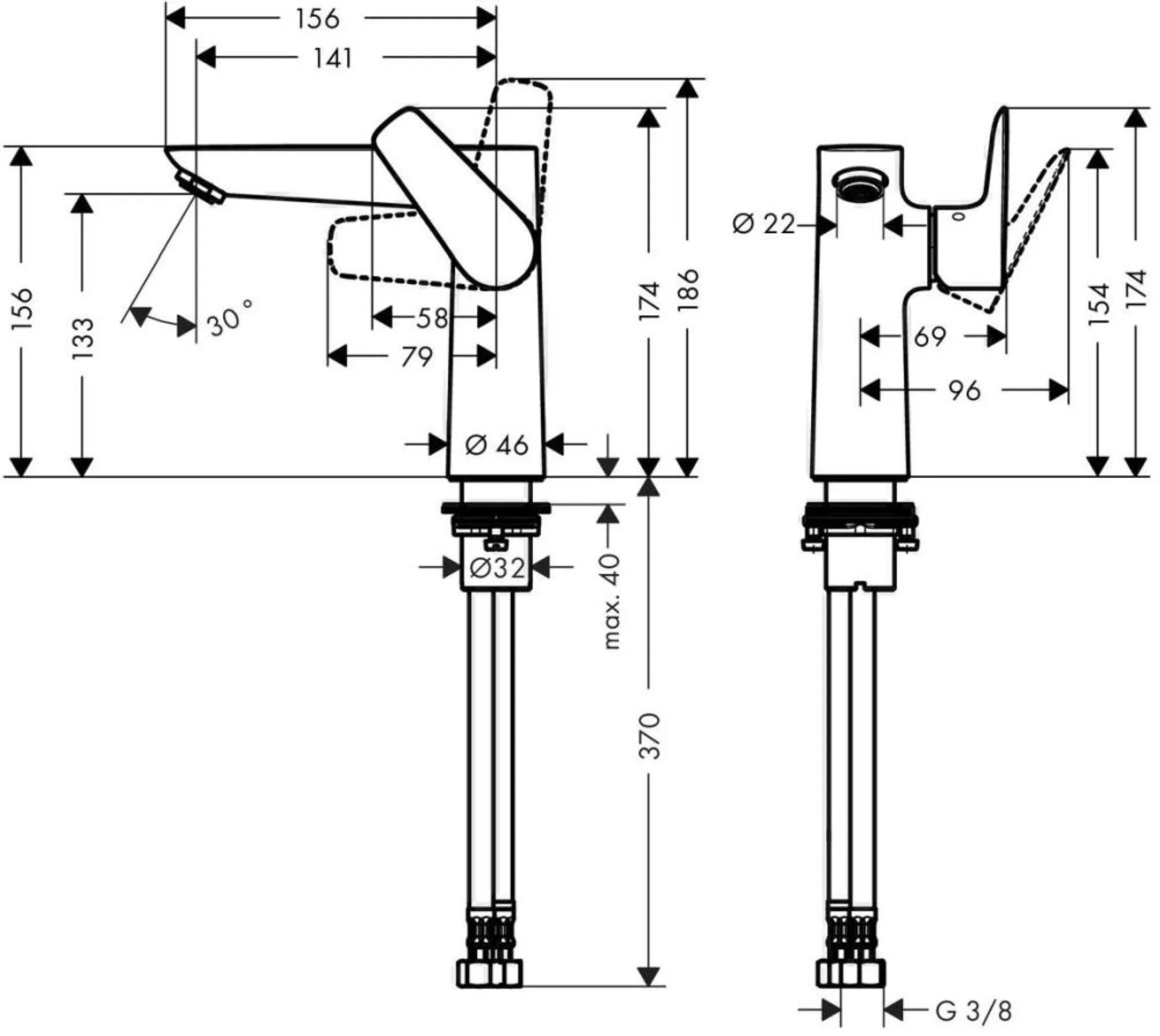 HANSGROHE TALIS E 150 Waschtischarmatur, Chrom, ohne Ablaufgarnitur