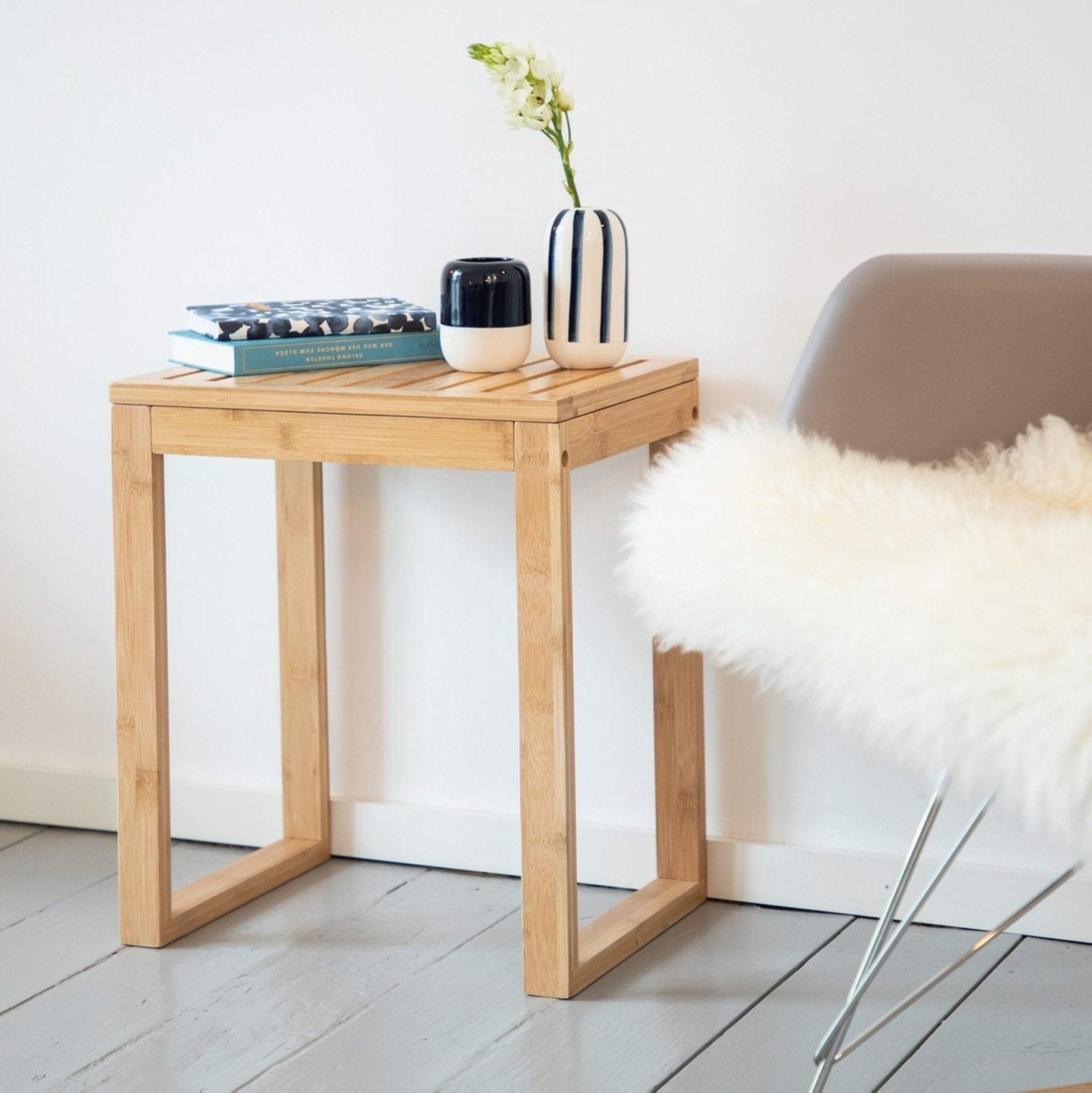 WENKO BAMBOO Badhocker, Braun, aus Bambus