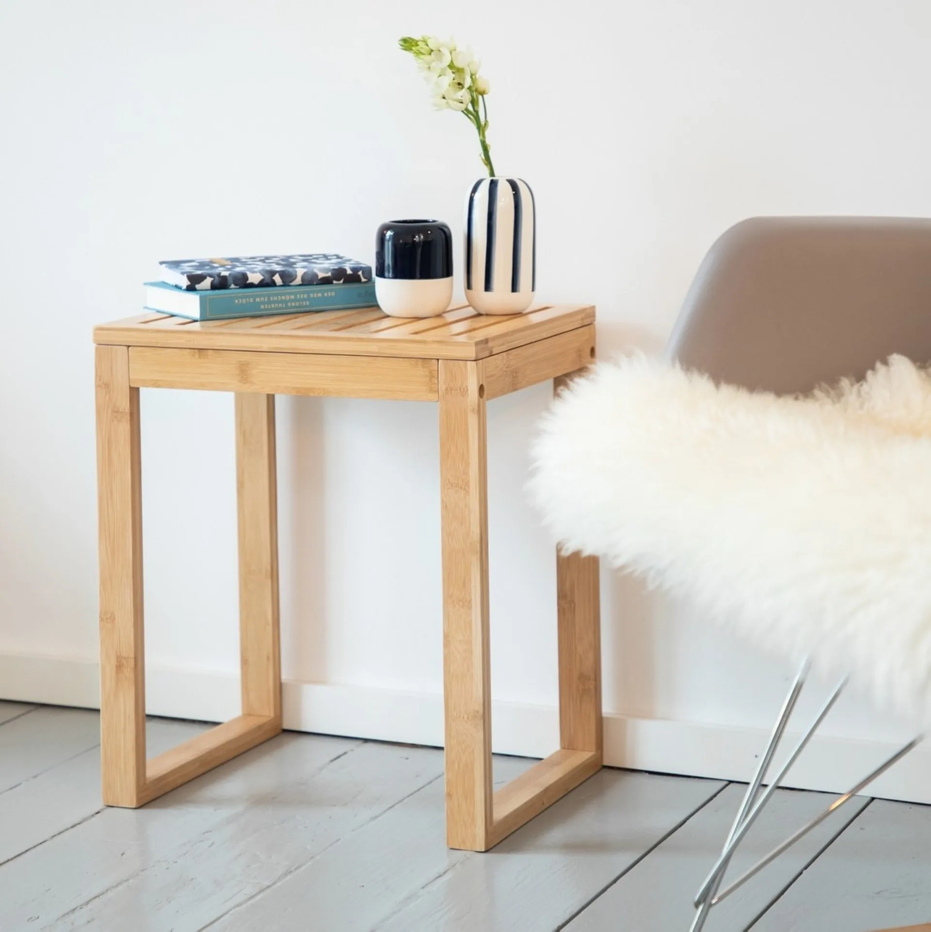 WENKO BAMBOO Badhocker, Braun, aus Bambus