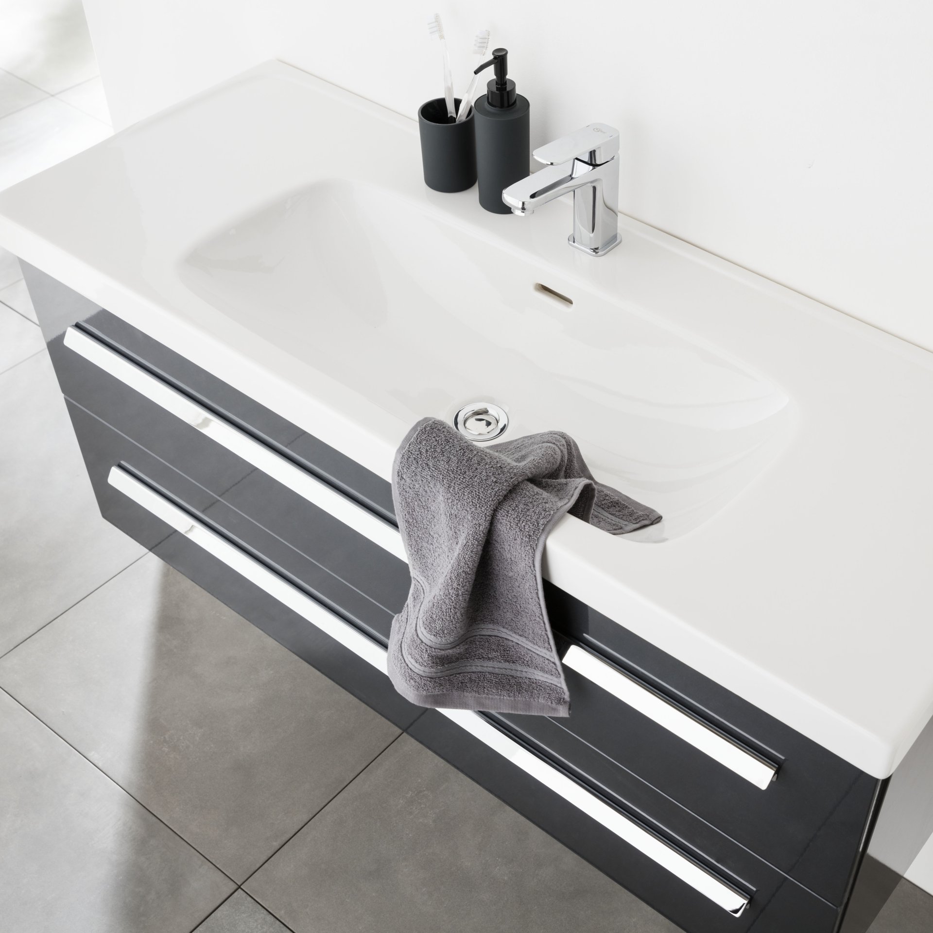 LANZET K1 Waschbecken Keramik 121 cm, Weiß