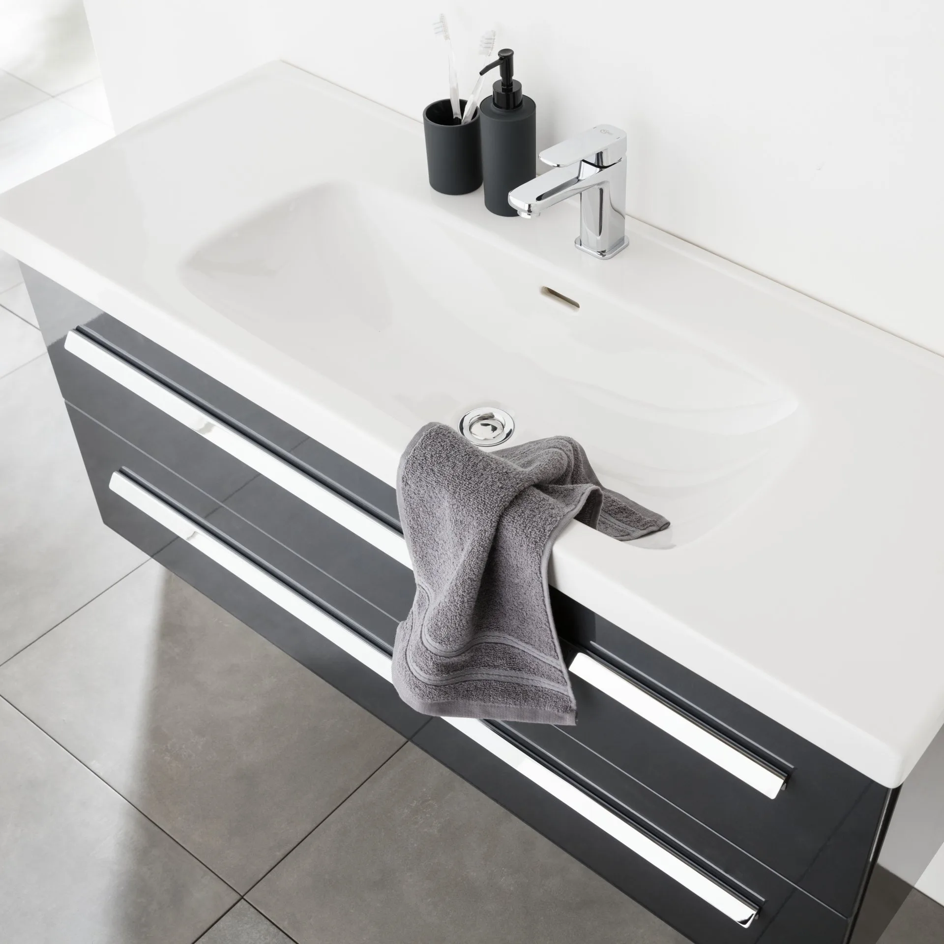 LANZET K1 Waschbecken Keramik 121 cm, Weiß