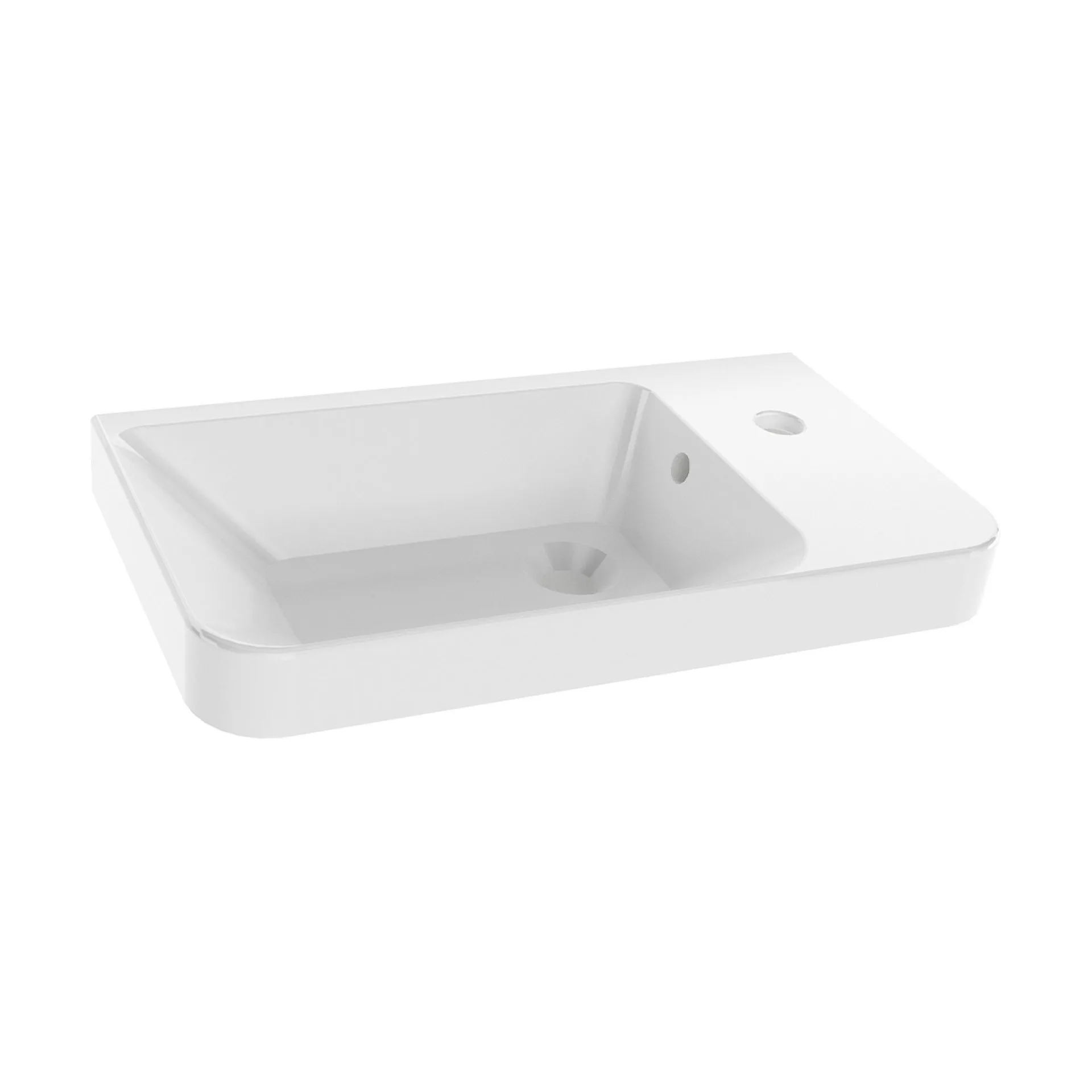 FACKELMANN MILANO Waschbecken 55 cm breit, Keramik, Weiß, Hahnloch rechts