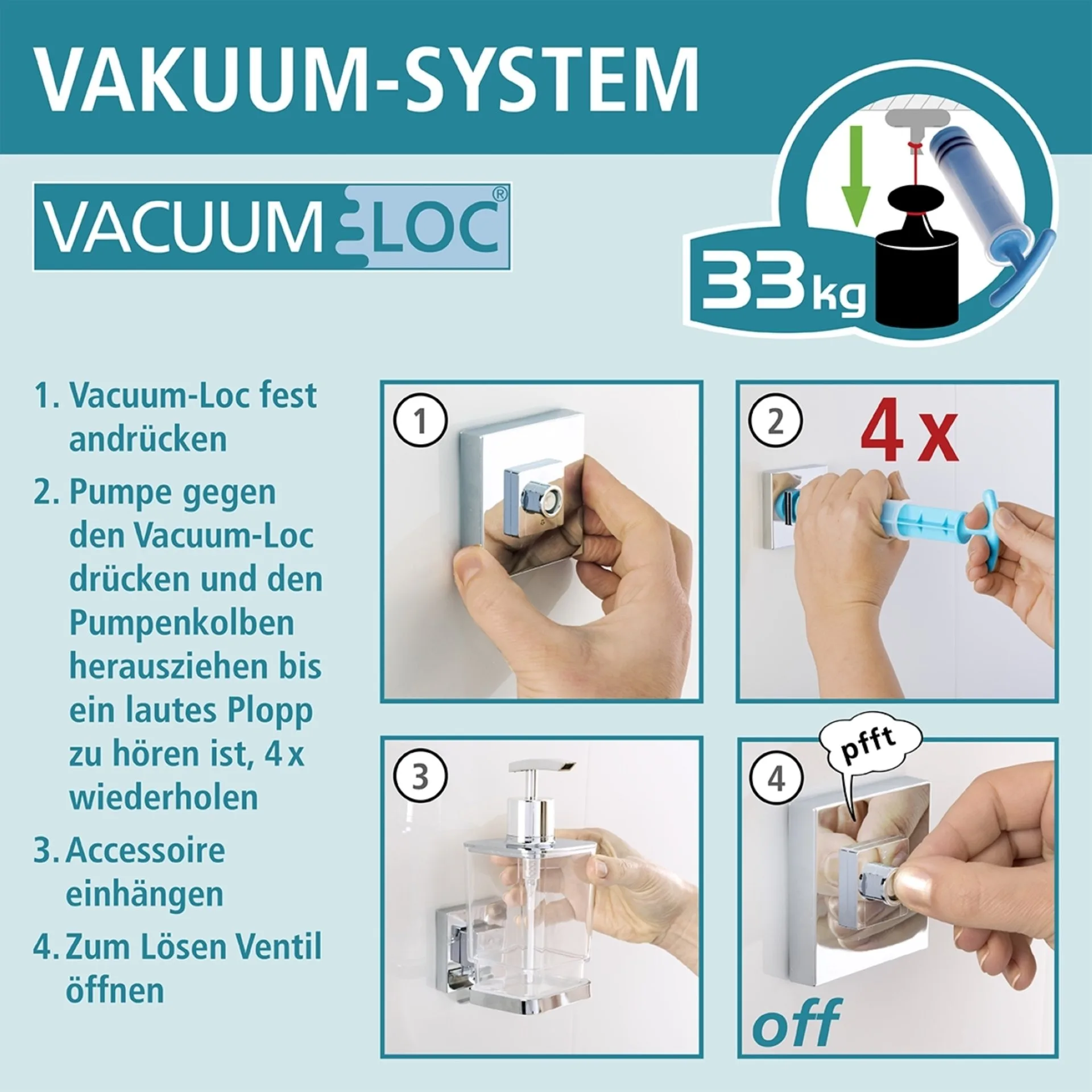 WENKO QUADRO Toilettenpapierhalter, Chrom glänzend, Befestigen ohne Bohren