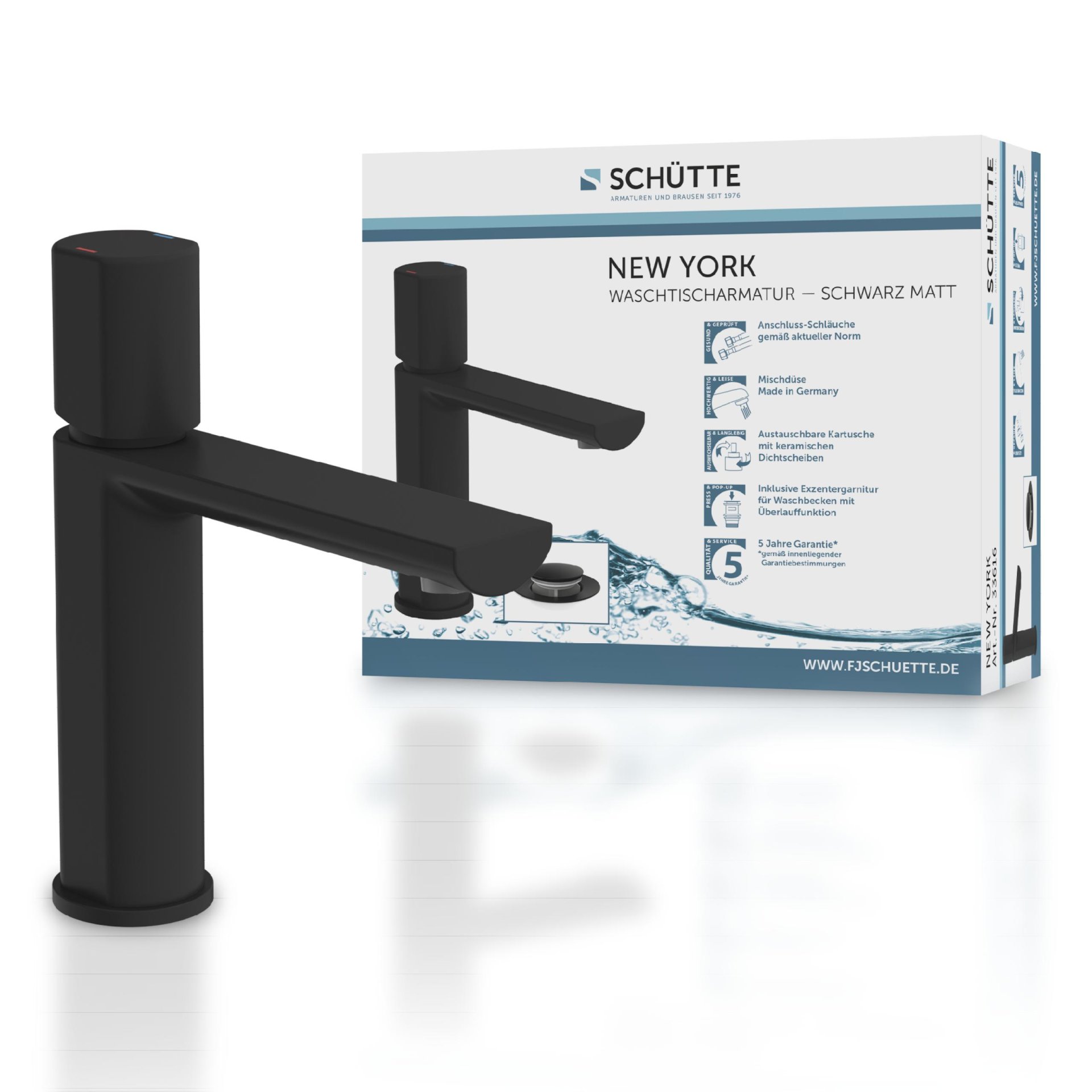 Schütte NEW YORK Waschtischarmatur, Schwarz matt