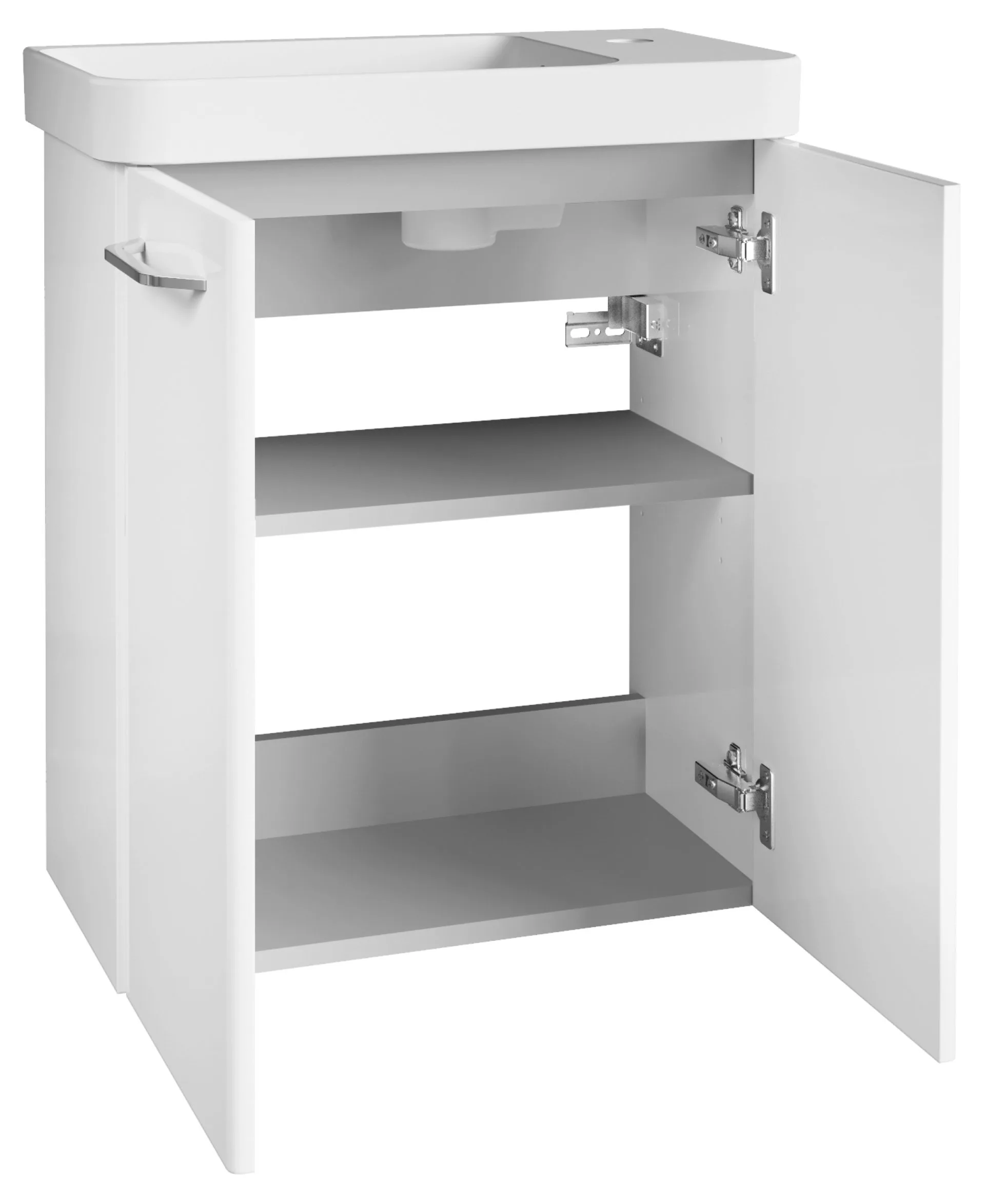 FACKELMANN MILANO Gäste WC Waschtisch Set 55 cm breit, Weiß, Waschbecken Keramik Weiß