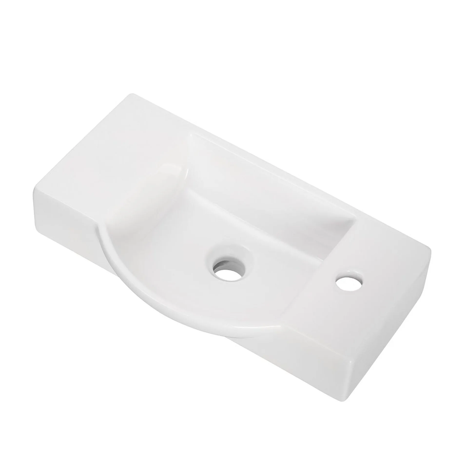 FACKELMANN SBC LUNA Gäste WC Waschtisch Set 55 cm breit, Anthrazit, Waschbecken Keramik Weiß, Hahnloch rechts