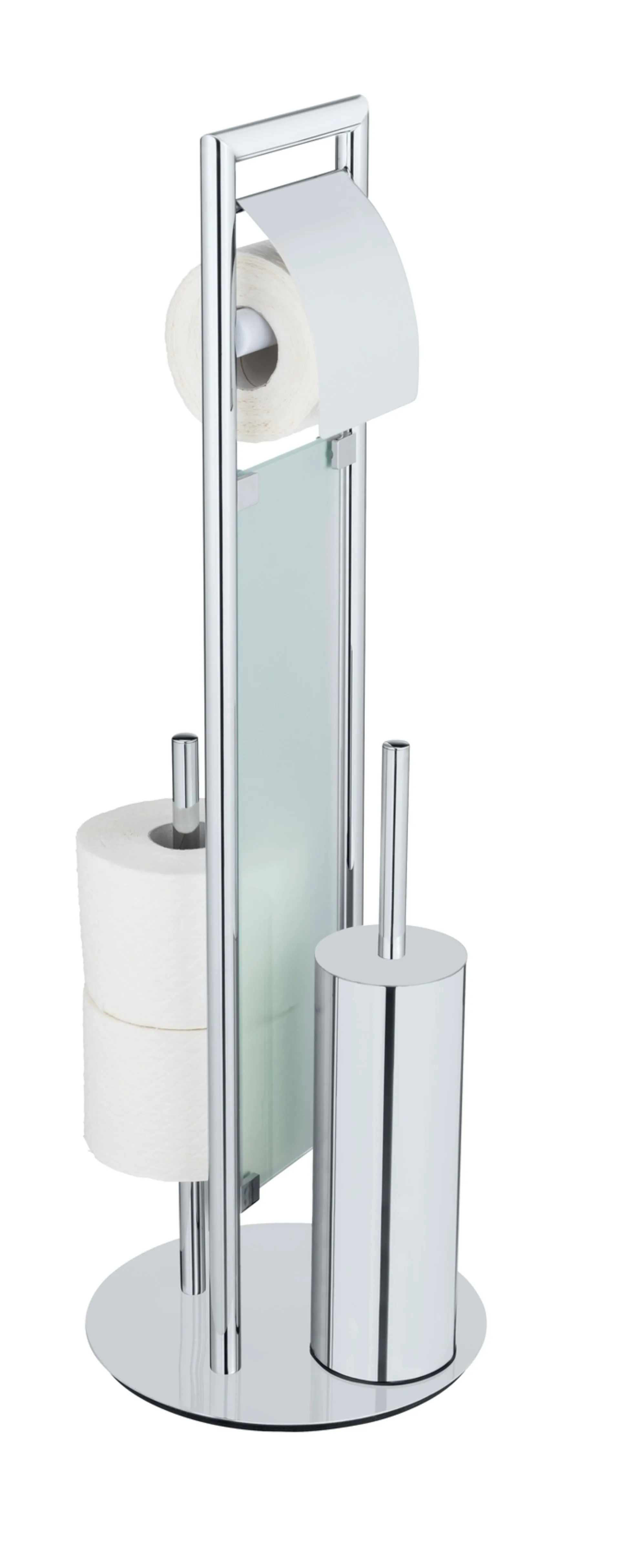 WENKO SULMONA WC-Garnitur, Silber, mit Toilettenpapierhalter und Bevorrater, Edelstahl, stehend