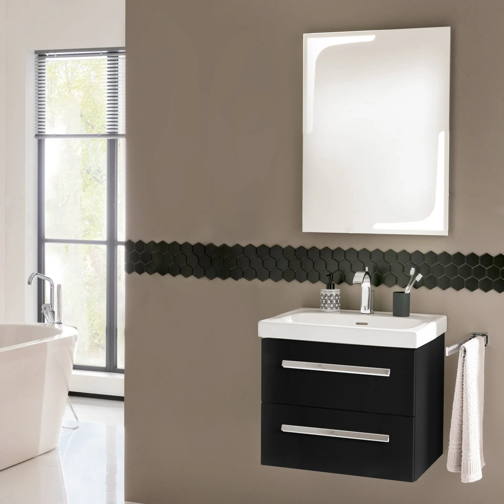 LANZET K1 Waschbeckenunterschrank 59 cm, Anthrazit