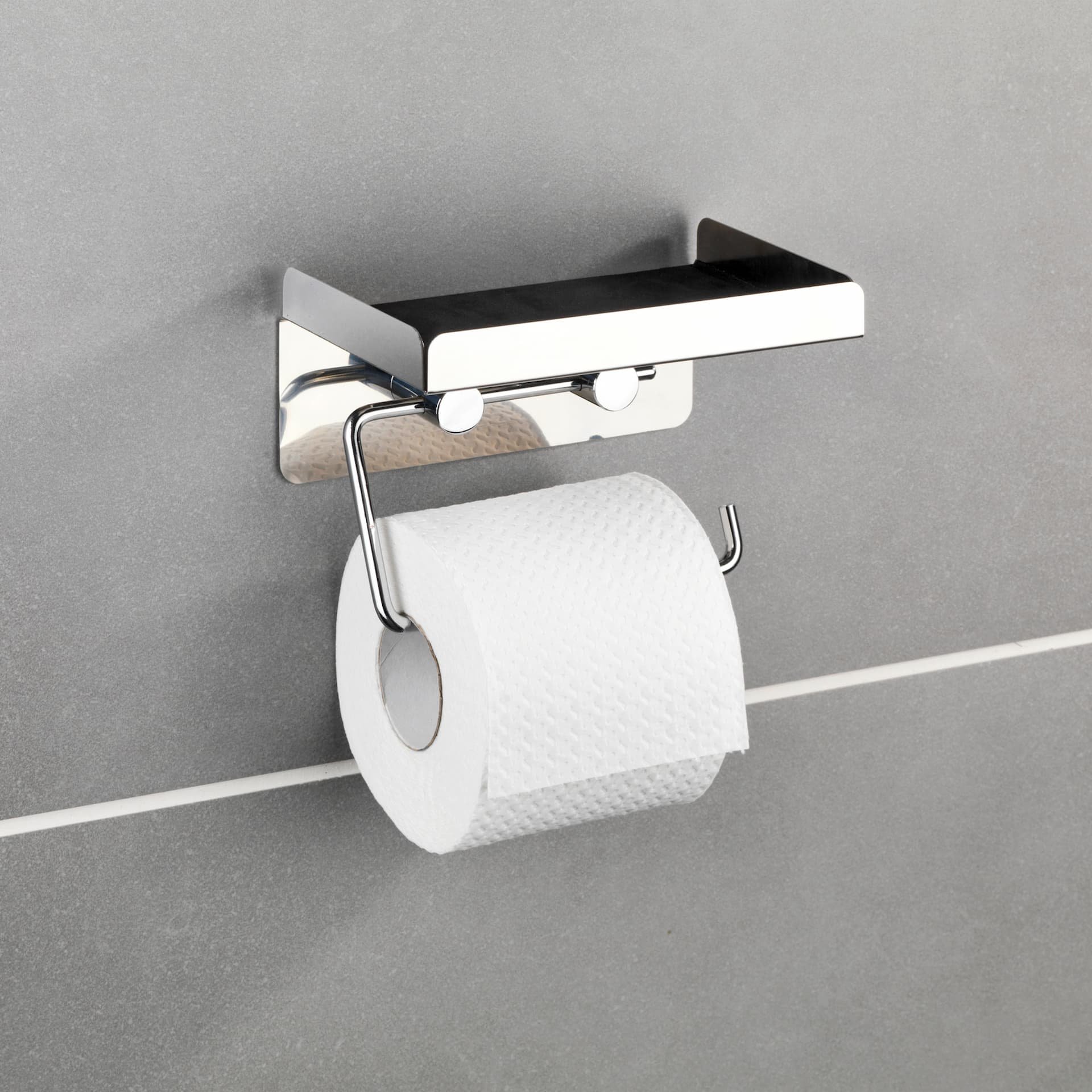 WENKO Toilettenpapierhalter 2 in 1, mit Ablage, Edelstahl rostfrei