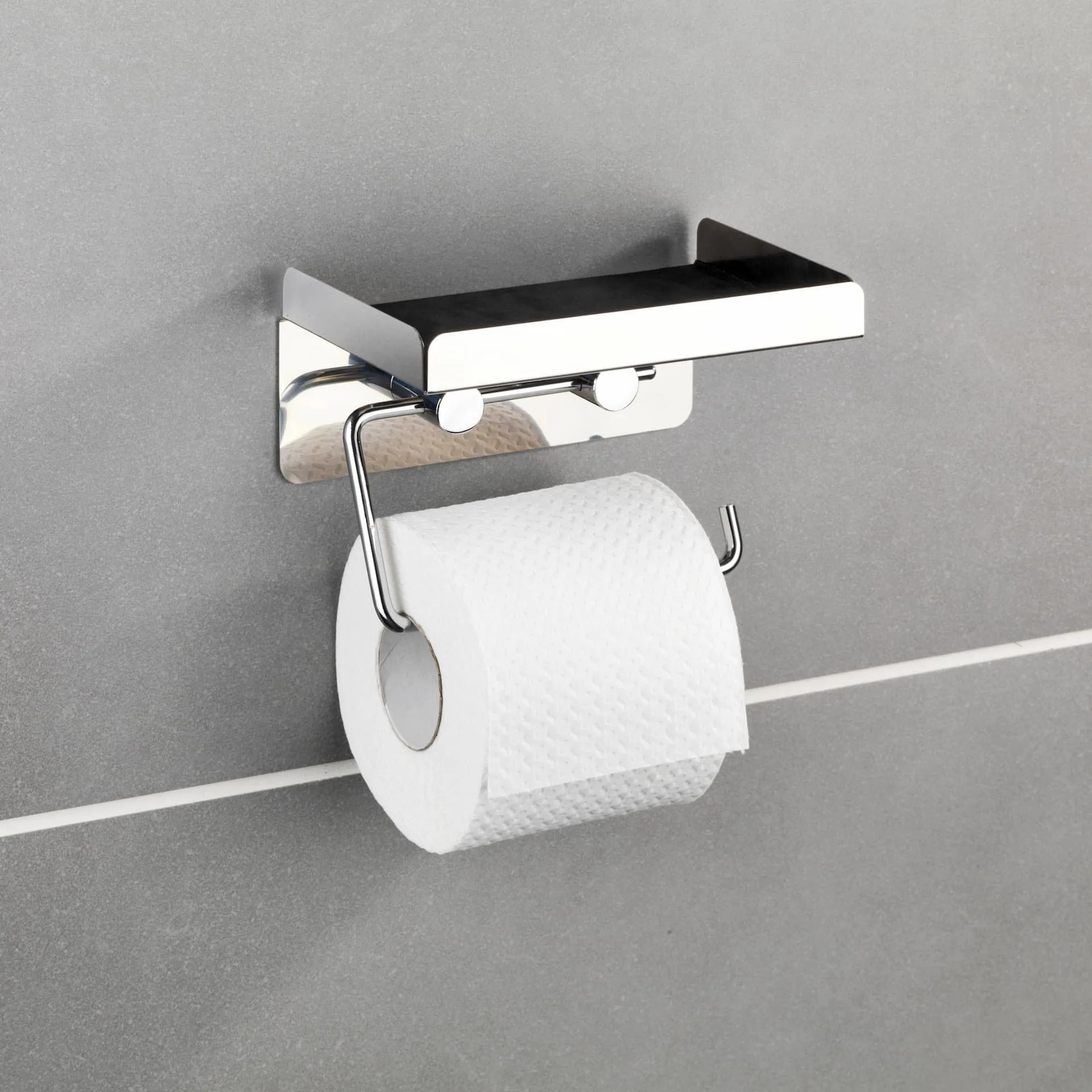 WENKO Toilettenpapierhalter 2 in 1, mit Ablage, Edelstahl rostfrei
