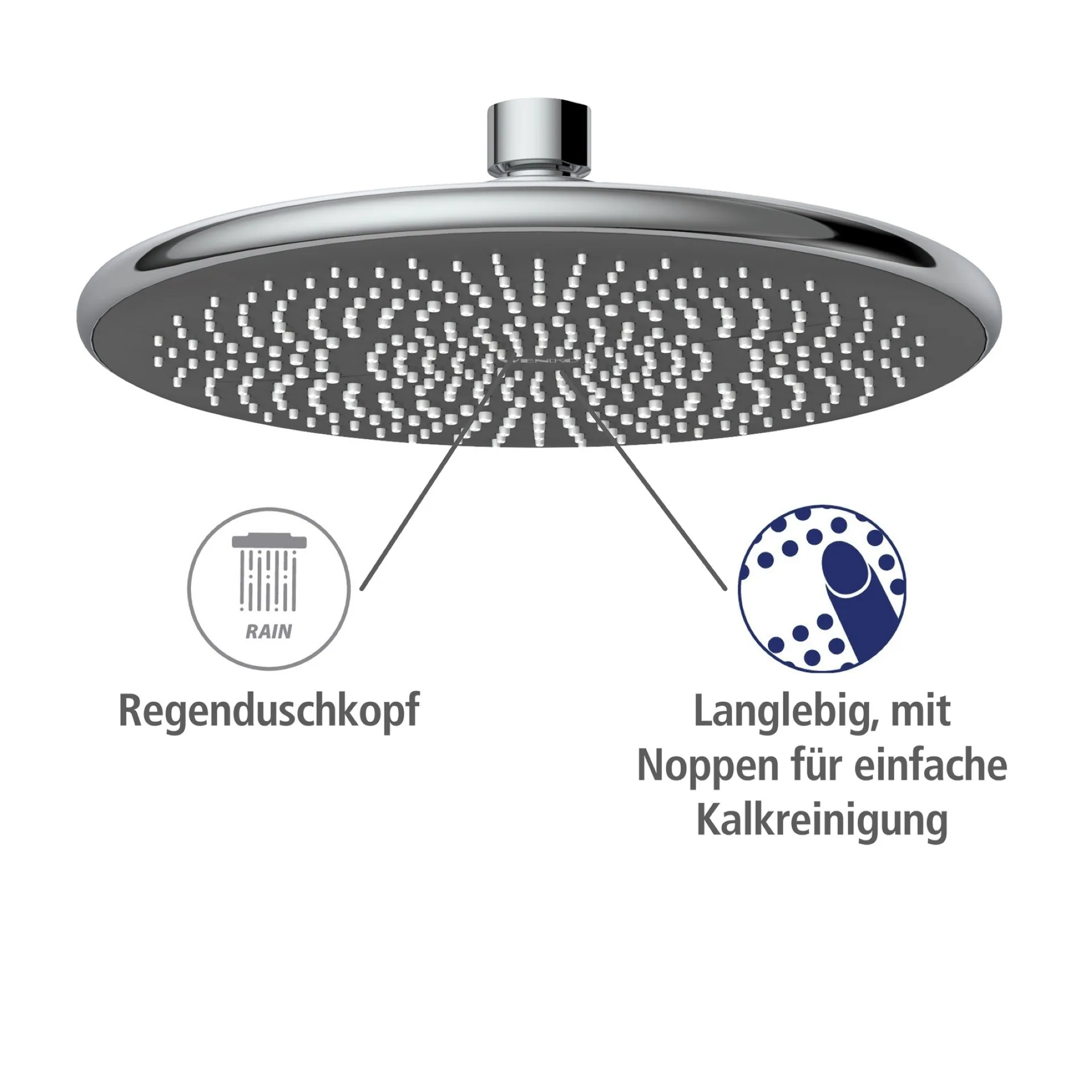 WENKO Duschkopf Regendusche Ø 22,5 cm, Chrom, mit Wassersparsystem, 3 verschiedene Wasserstrahlarten