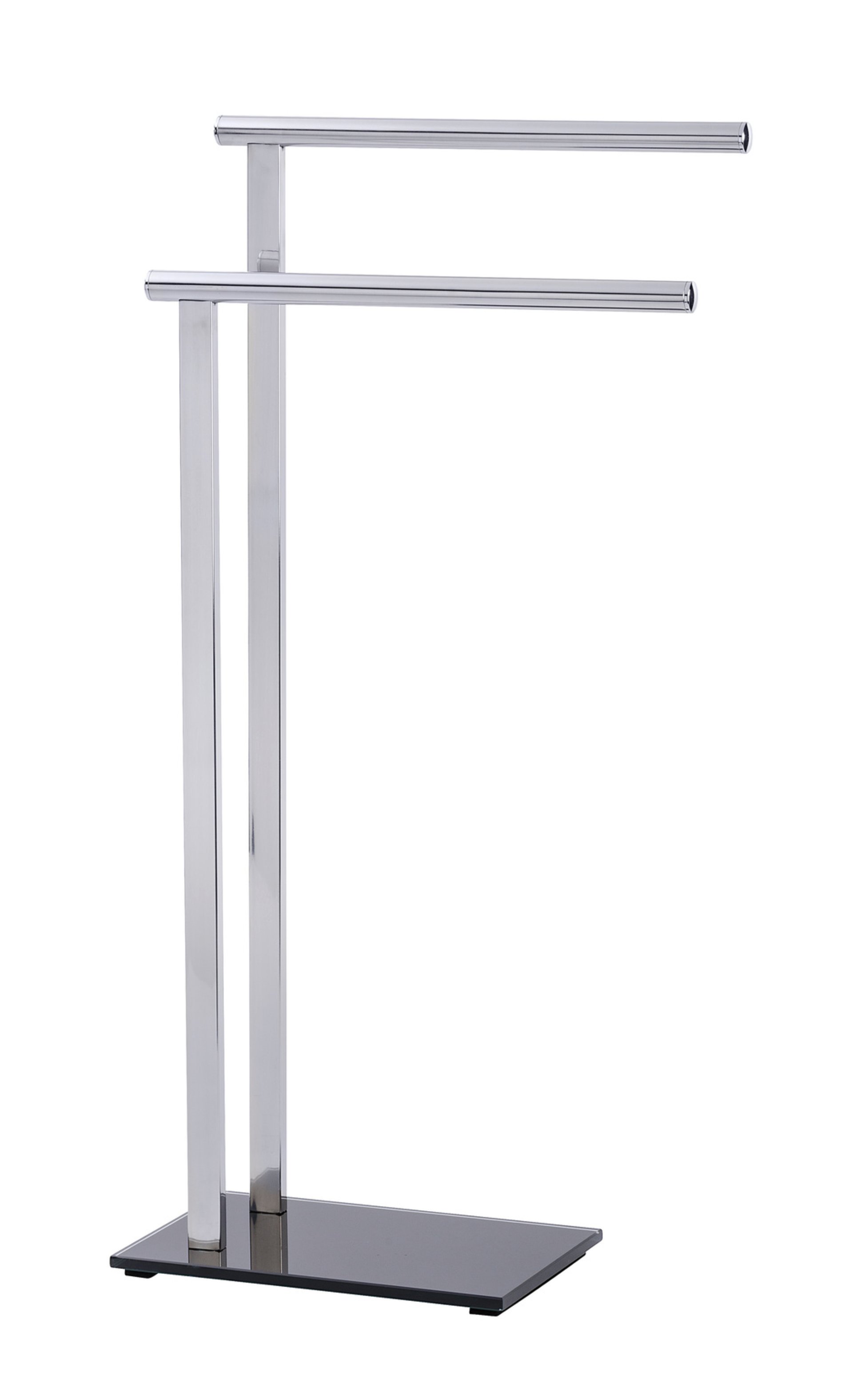 WENKO LAVA Handtuchhalter, Chrom/Schwarz, mit zwei Armen, stehend