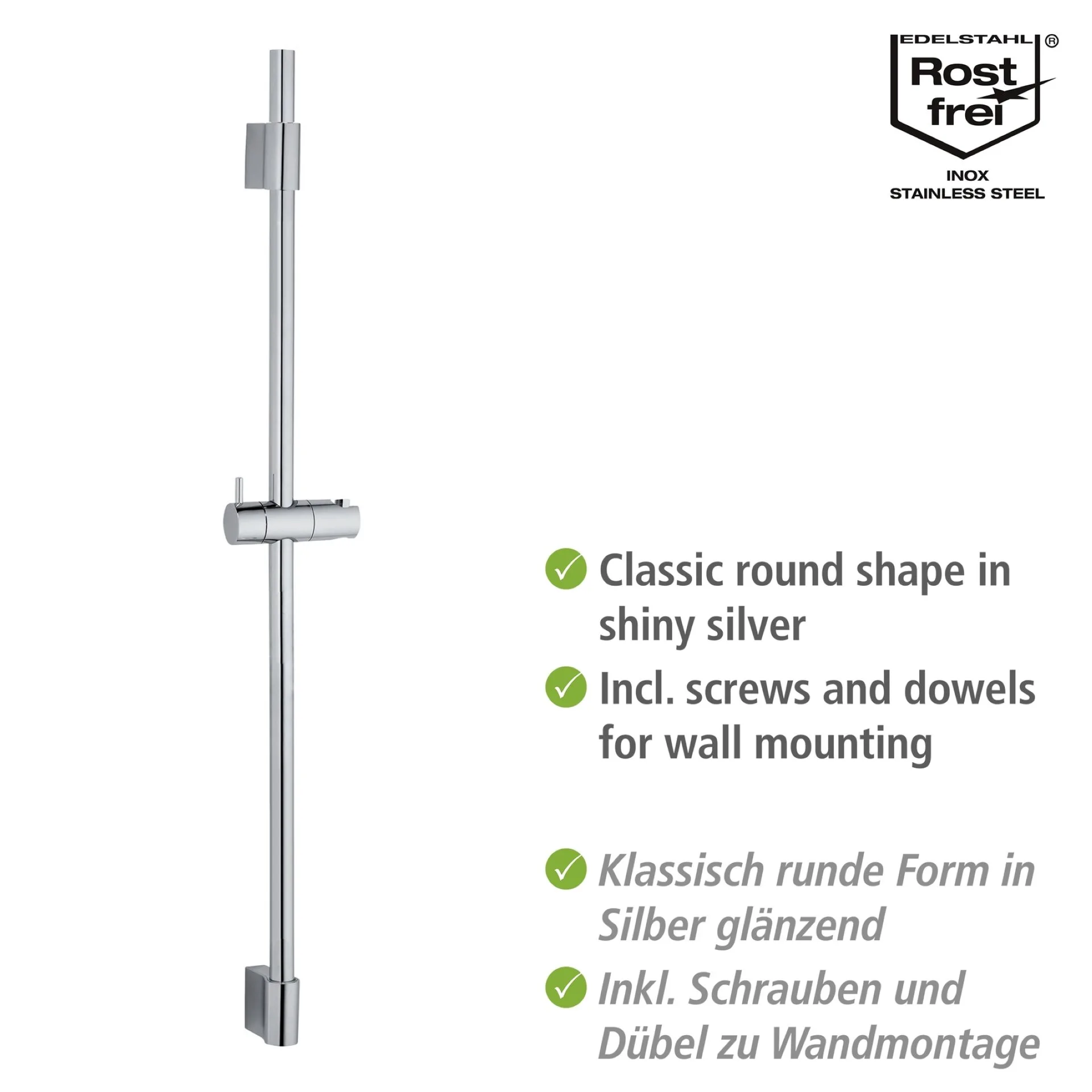WENKO CLASSIC Duschstange 90 cm, Chrom