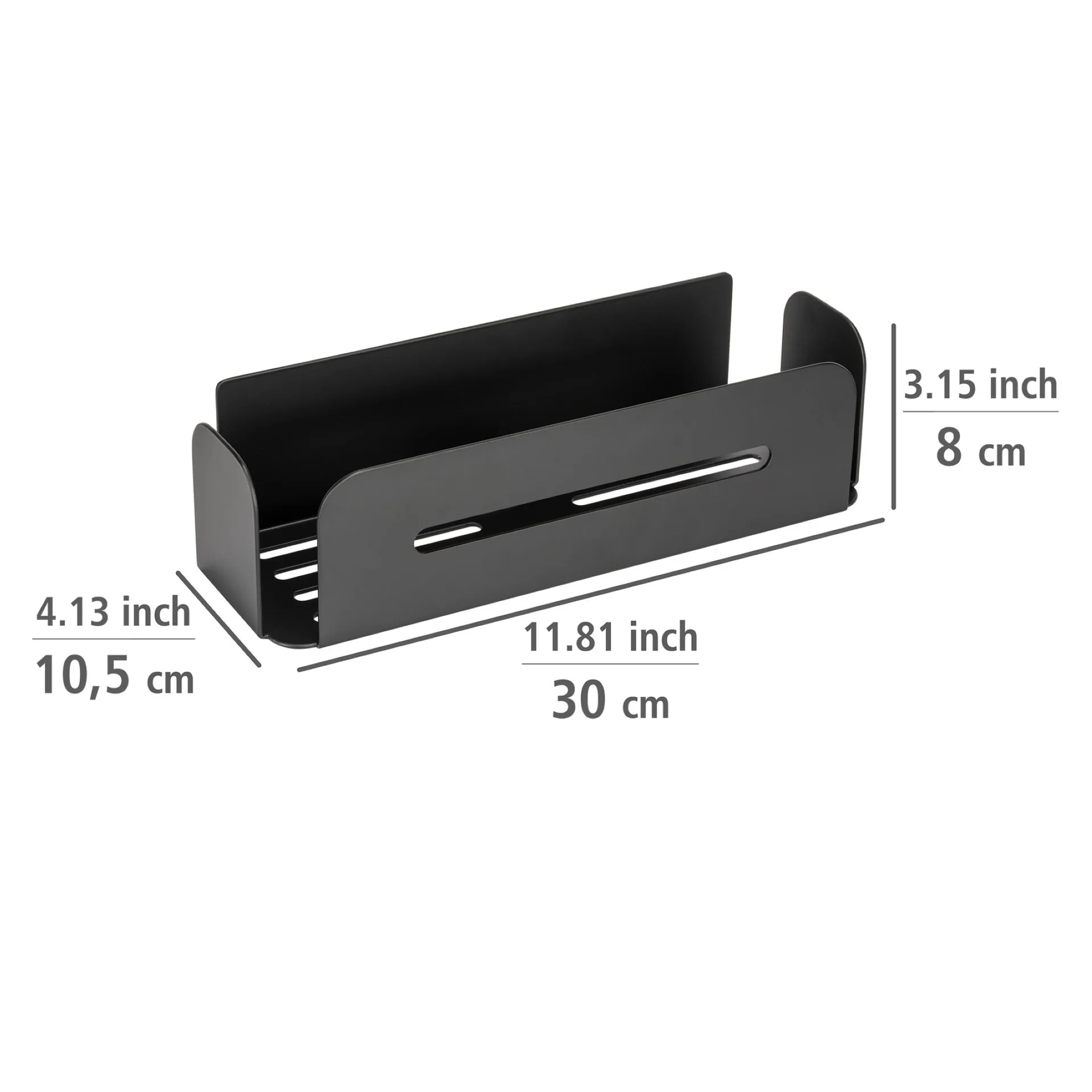 WENKO BIVIO Duschablage 30 cm breit, Schwarz matt, Befestigen ohne Bohren