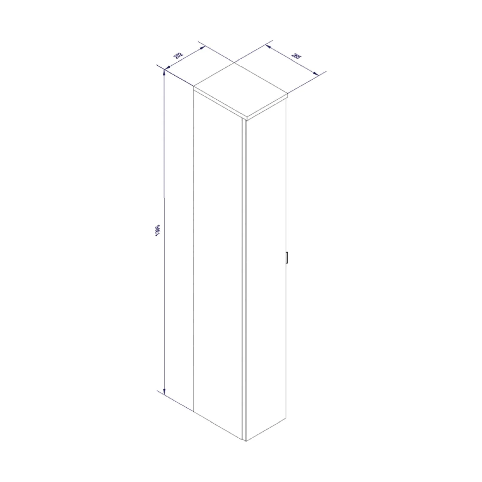 FACKELMANN LUXOR Hochschrank 20 cm breit, Braun hell, Türanschlag links + Spiegel