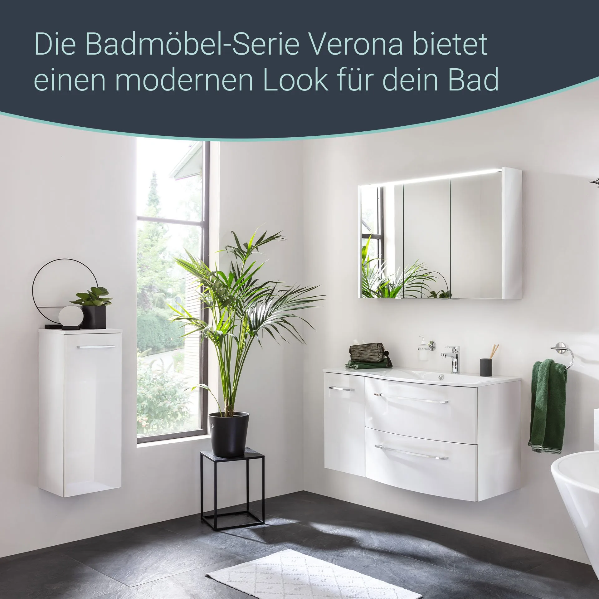 FACKELMANN VERONA Midischrank 30 cm breit, Weiß Hochglanz, Türanschlag links