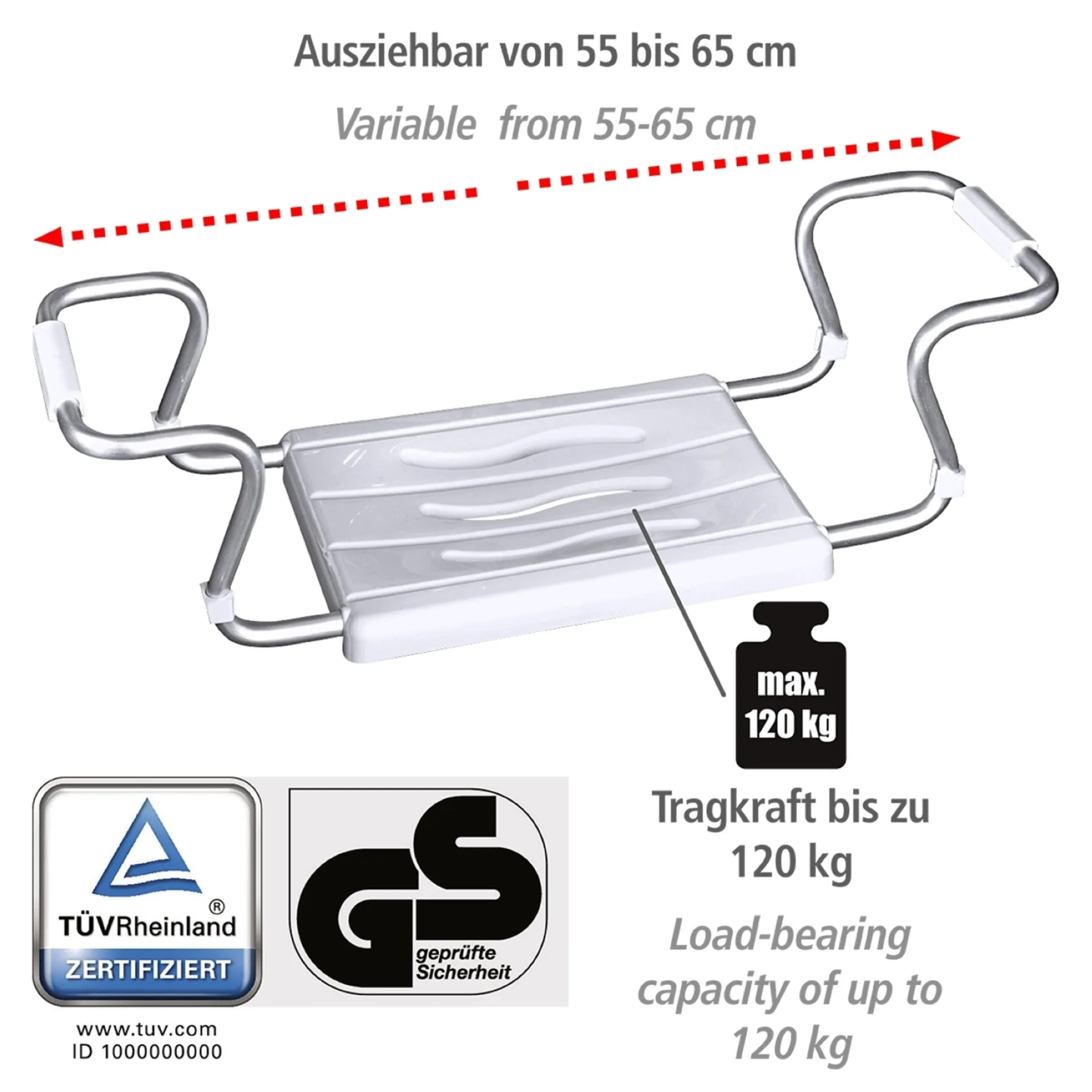 WENKO SECURA Badewannensitz, Weiß, 120 kg Tragkraft