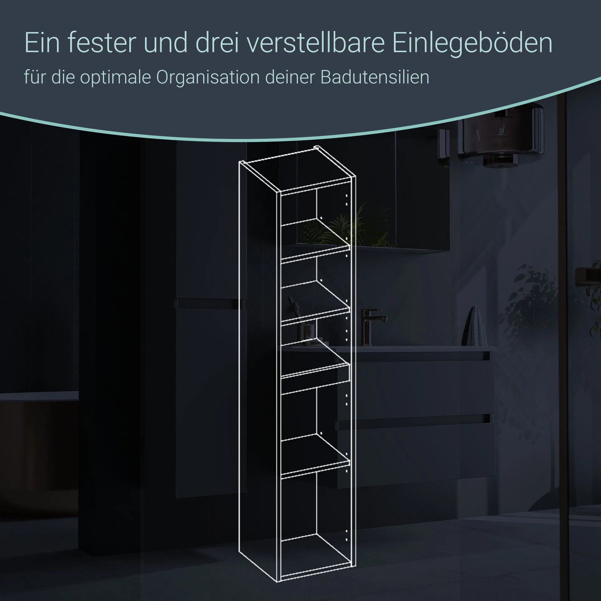 BADEDU GERS Hochschrank 30 cm breit, Grau