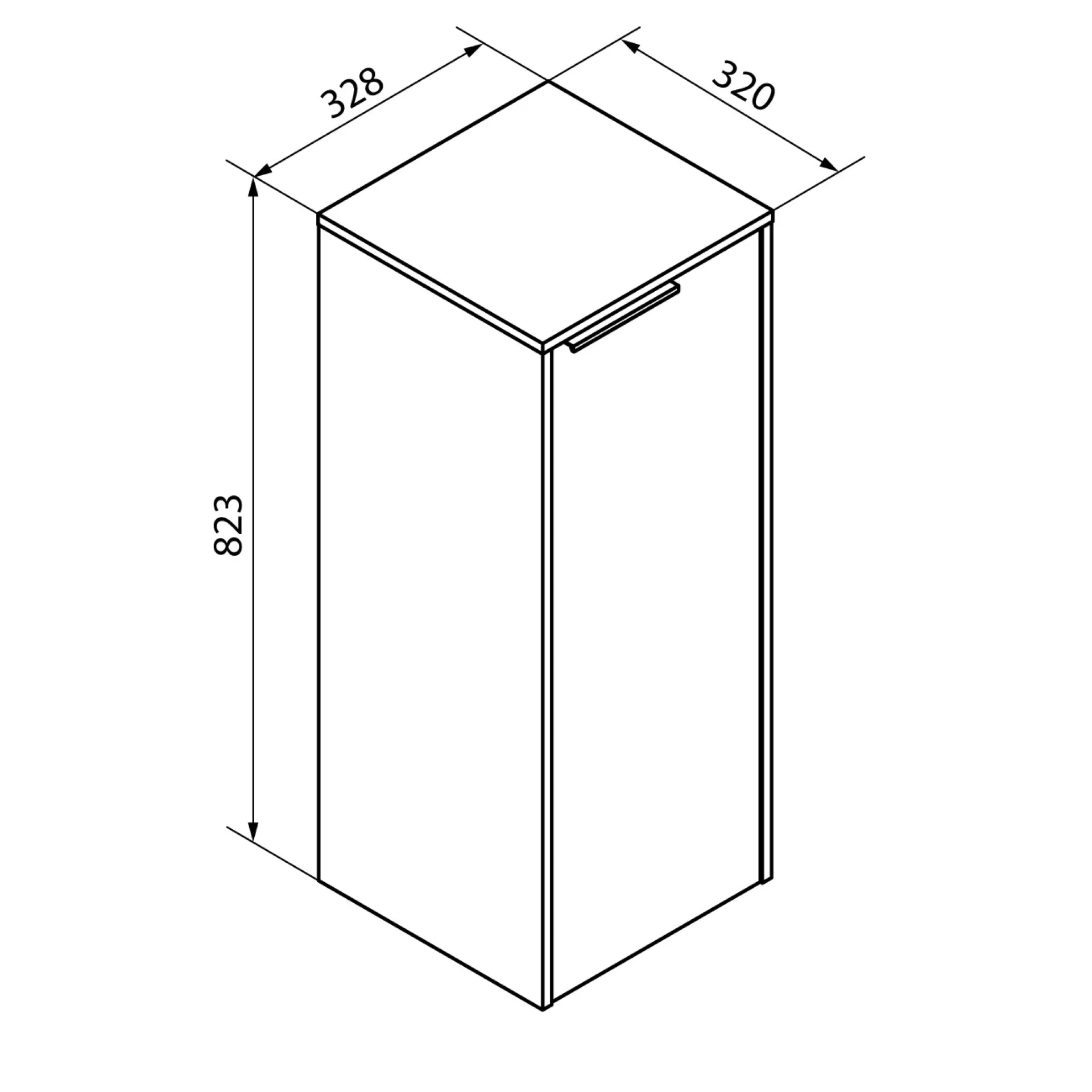 FACKELMANN FLAIR Midischrank 33 cm breit, Weiß/Anthrazit, Türanschlag rechts