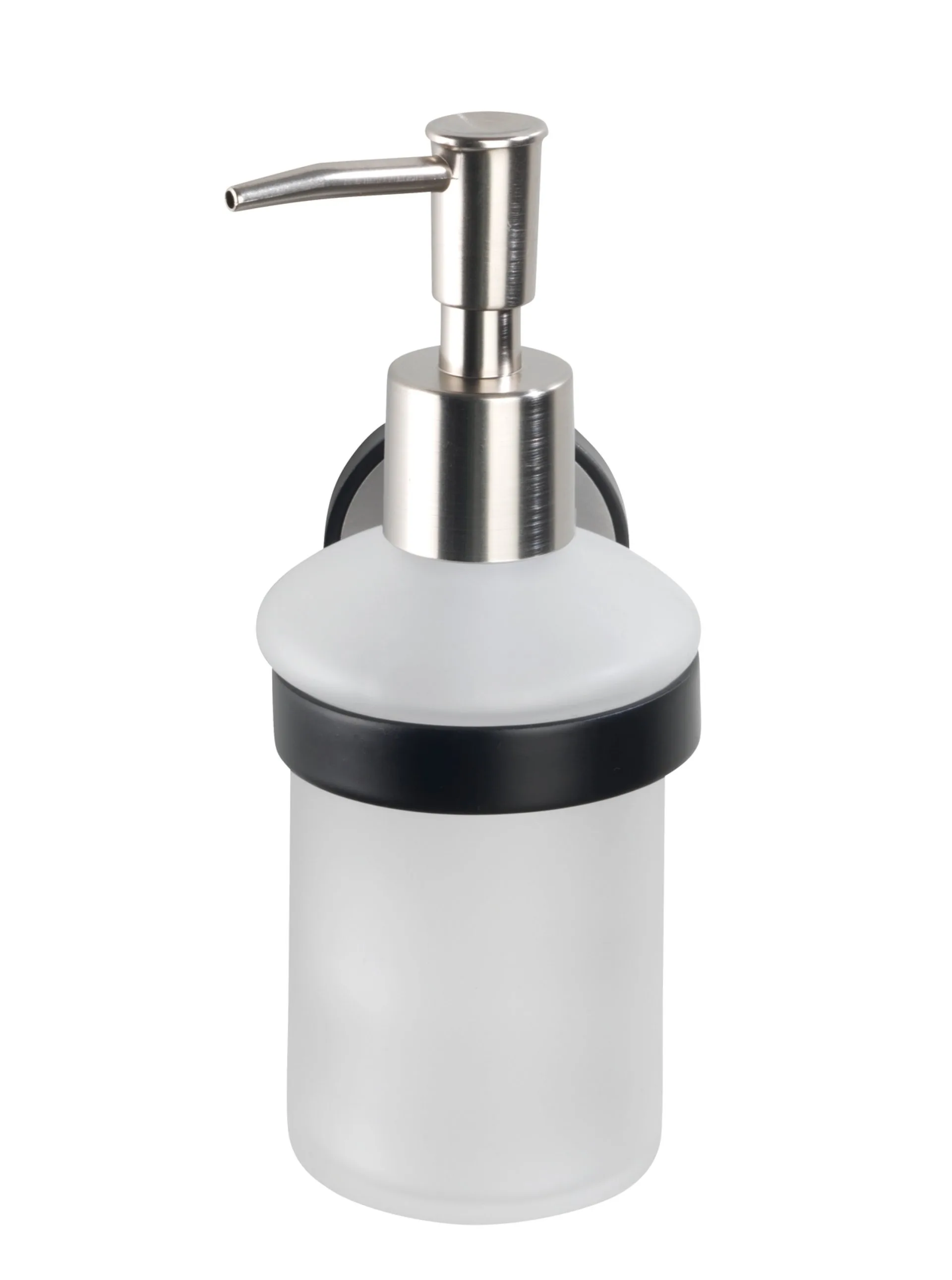 WENKO UDINE Seifenspender 200 ml, Schwarz/Silber, Edelstahl rostfrei, UV-Loc