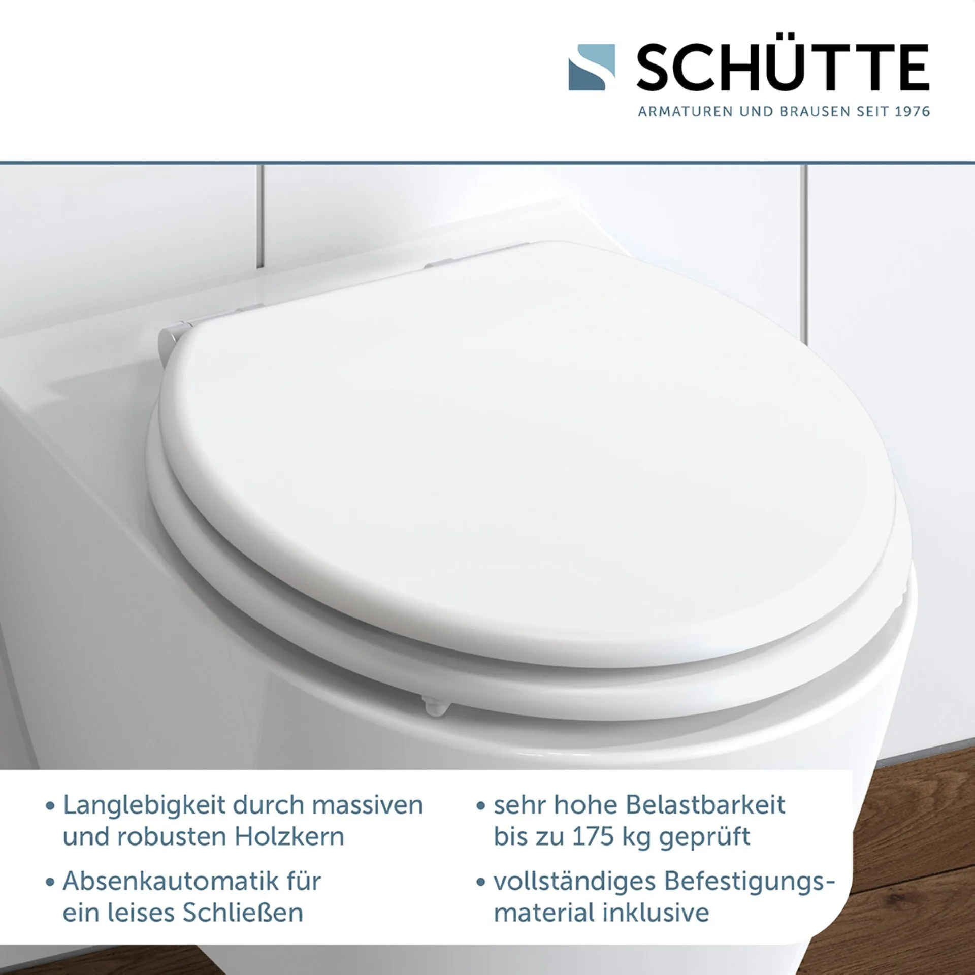 Schütte WHITE WC-Sitz, mit Absenkautomatik, Holzkern