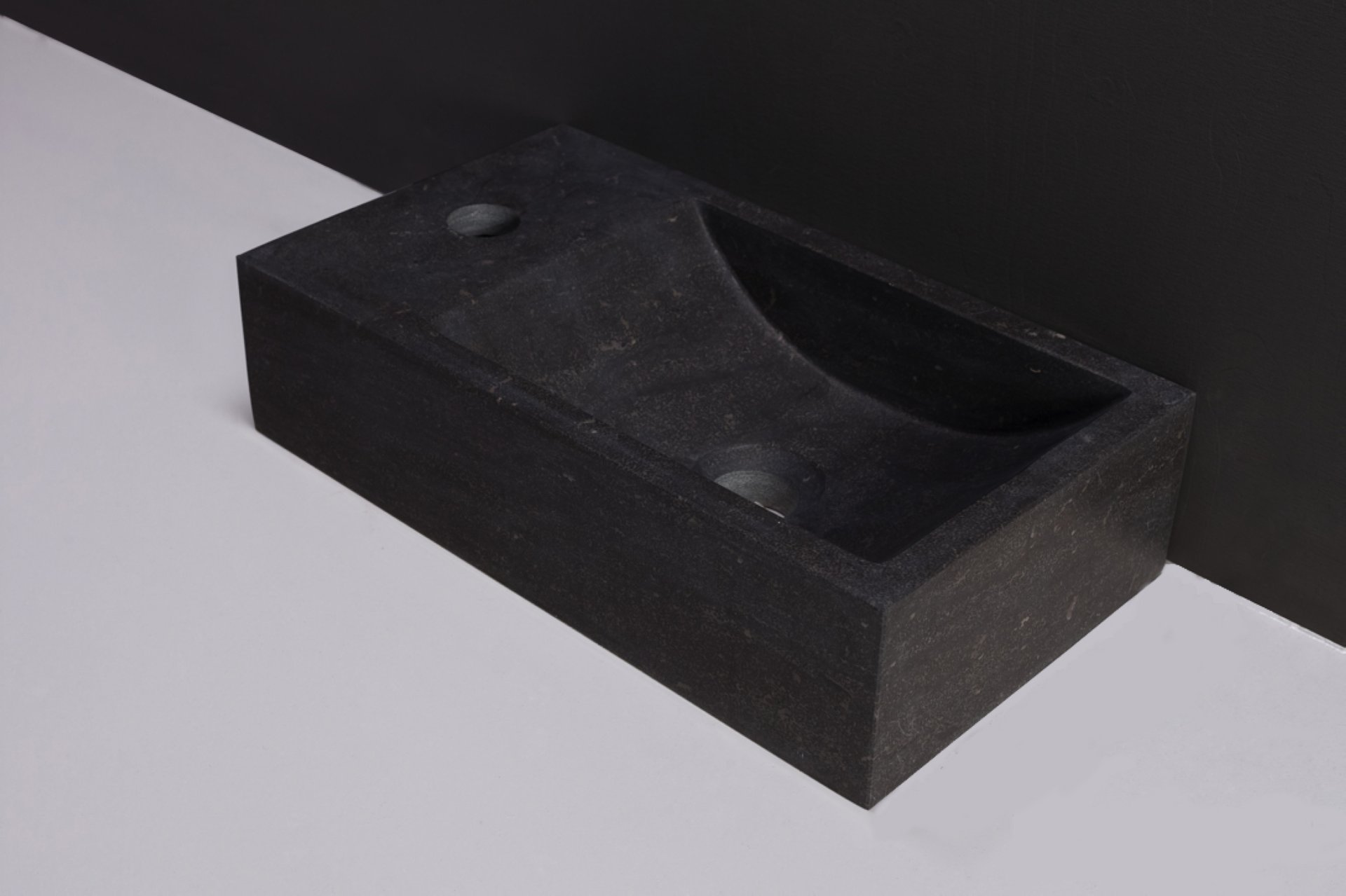 Waschbecken Naturstein VENETIA (40 cm) Bluestone, mit Hahnloch, 100075