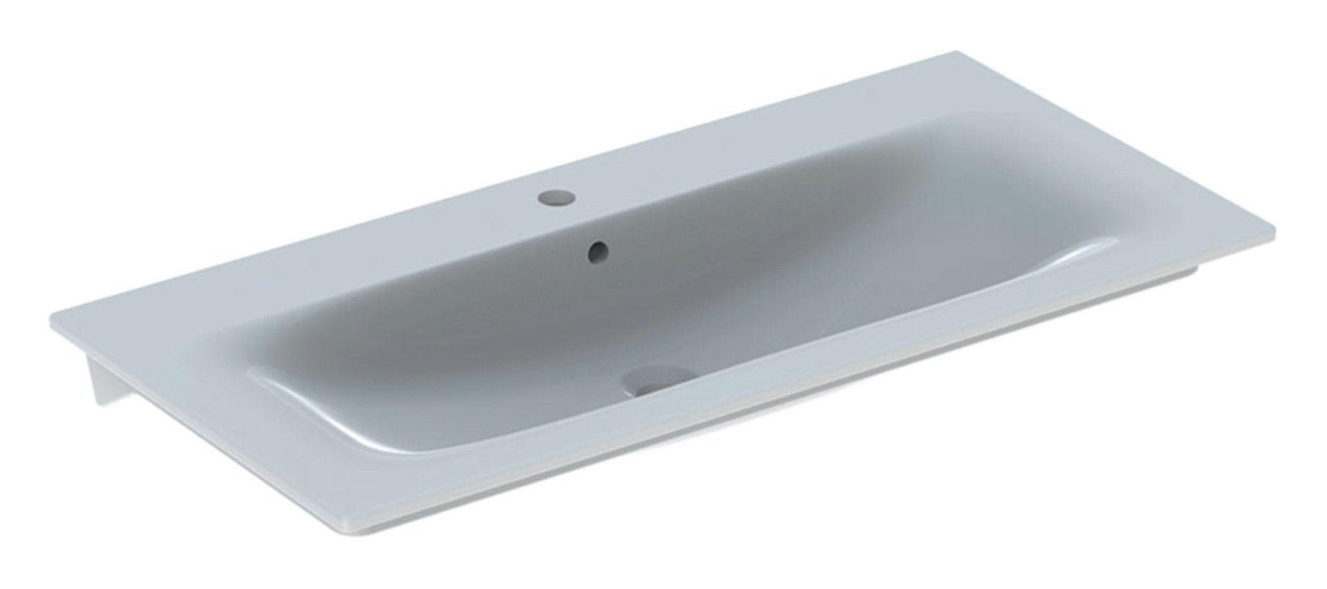 GEBERIT RENOVA PLAN Waschbecken Keramik 100 cm breit, Weiß, mit Hahnloch, mit Überlauf