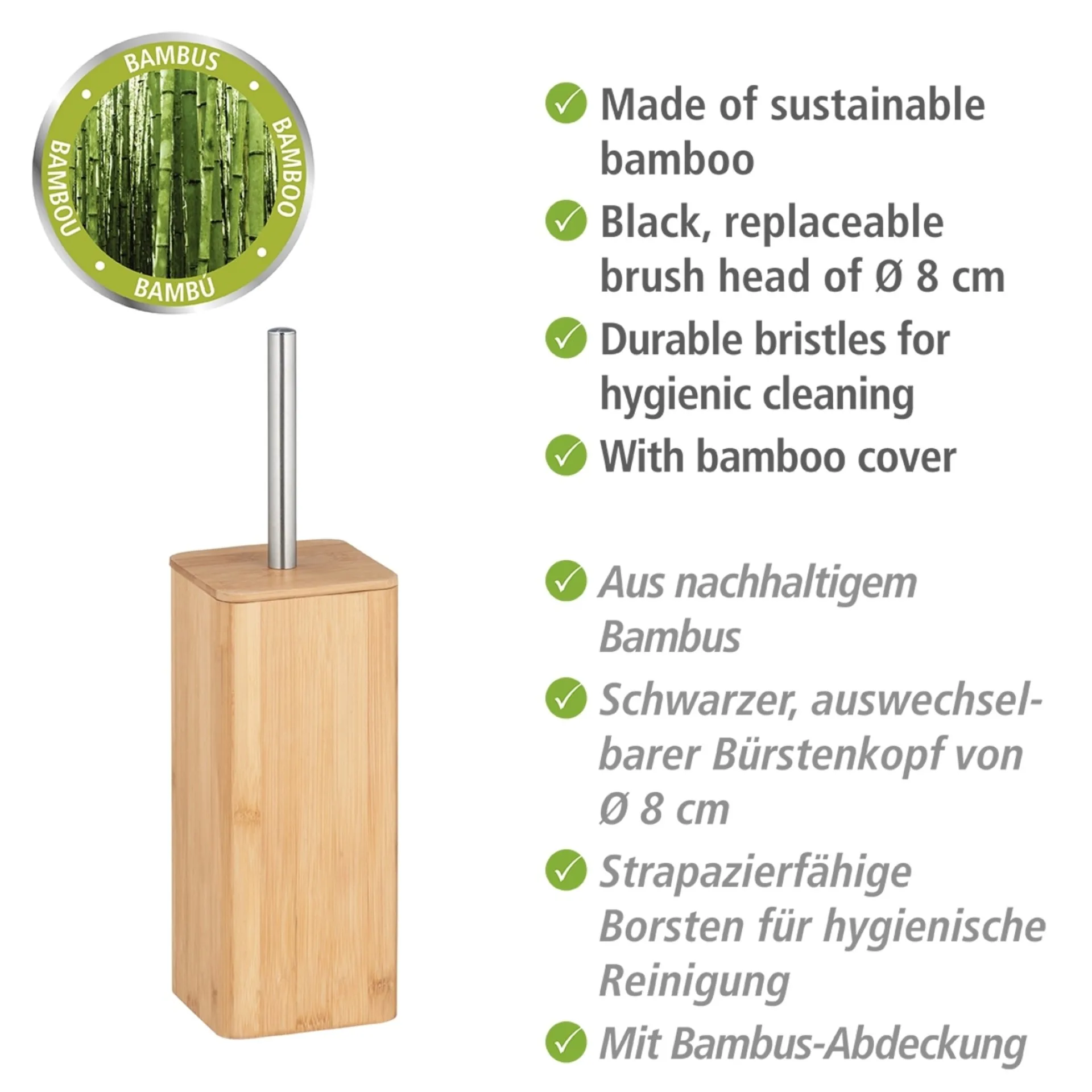 WENKO BAMBUSA WC-Garnitur, Braun, aus Bambus