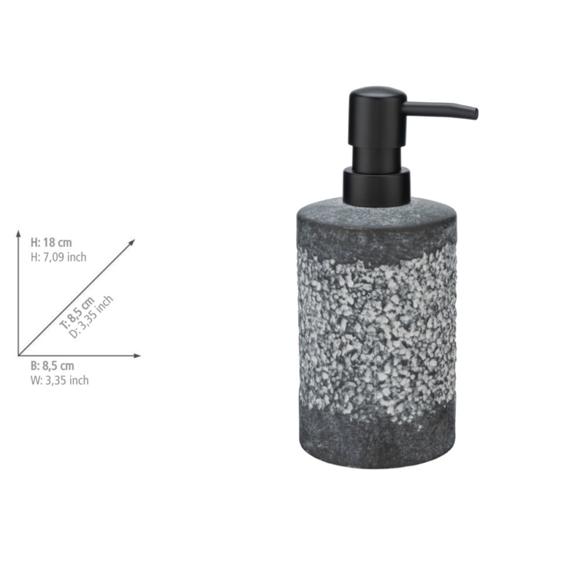 WENKO ANFO Accessoire Set, Grau, Zahnputzbecher, Seifenspender, WC-Garnitur, Keramik