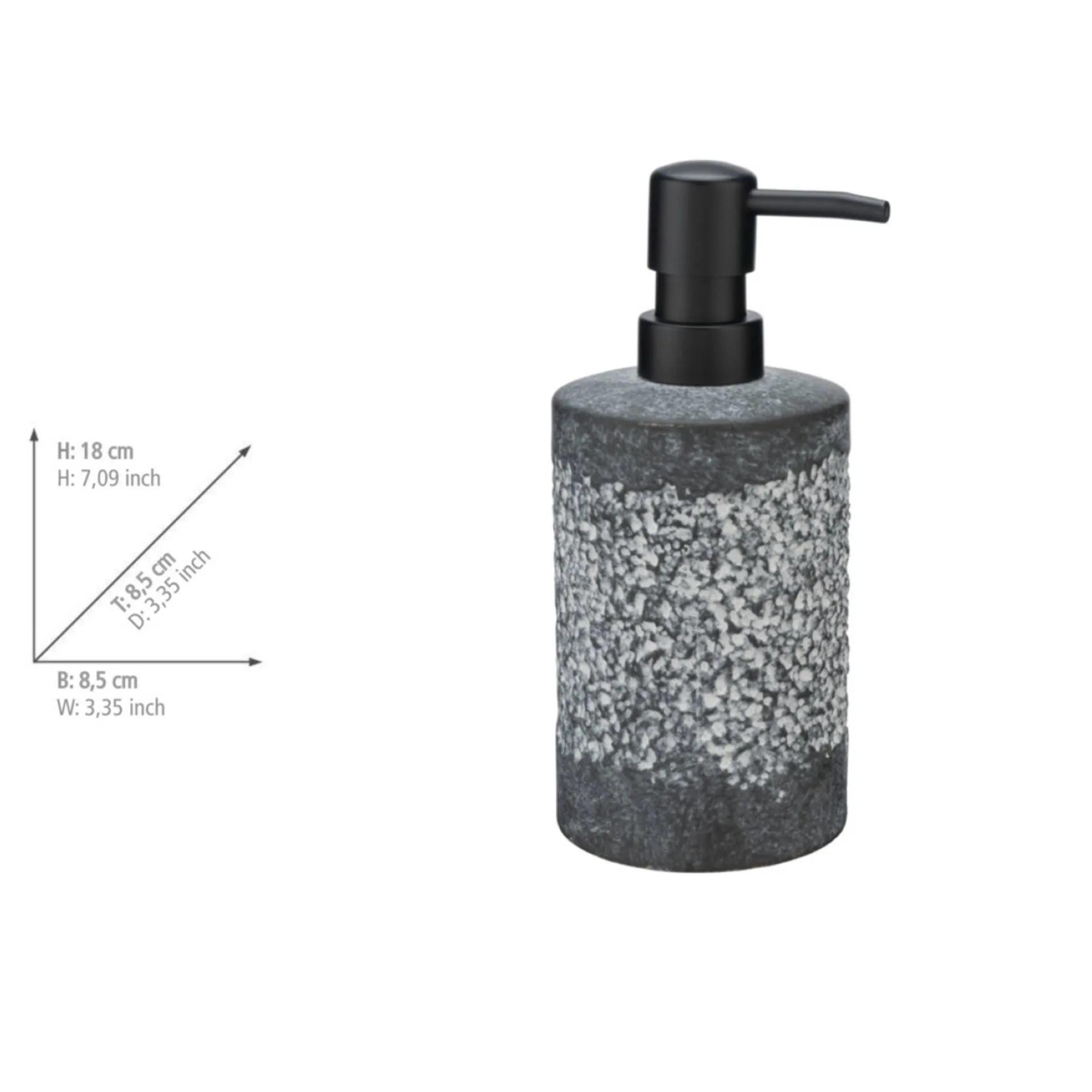 WENKO ANFO Accessoire Set, Grau, Zahnputzbecher, Seifenspender, WC-Garnitur, Keramik