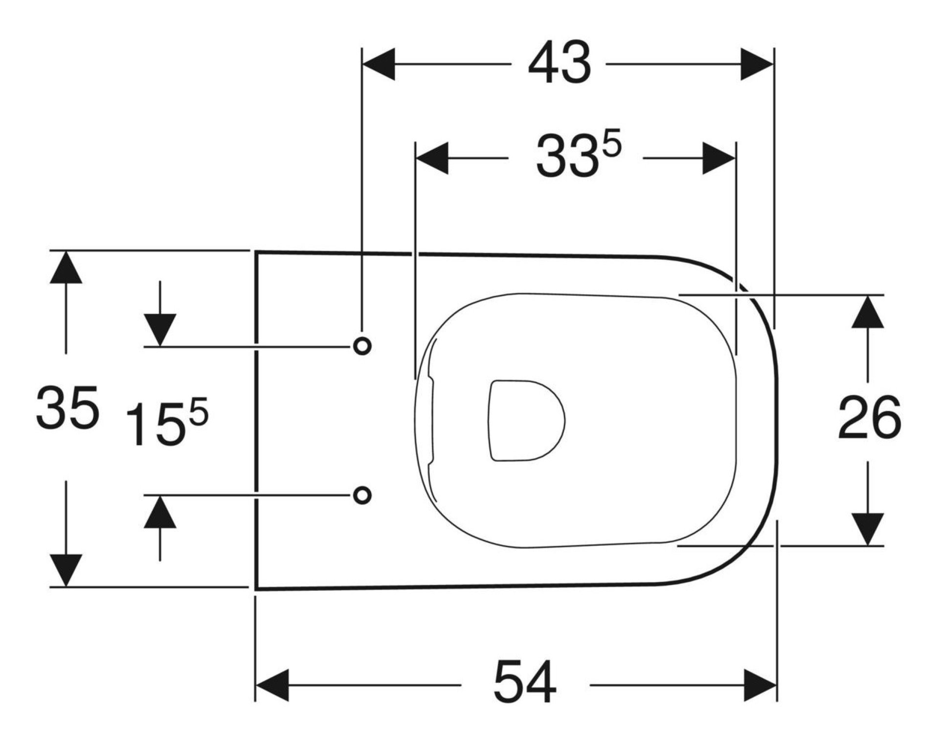 GEBERIT SMYLE SQUARE Tiefspül-WC, Weiß, spülrandlos, wandhängend, geschlossene Form