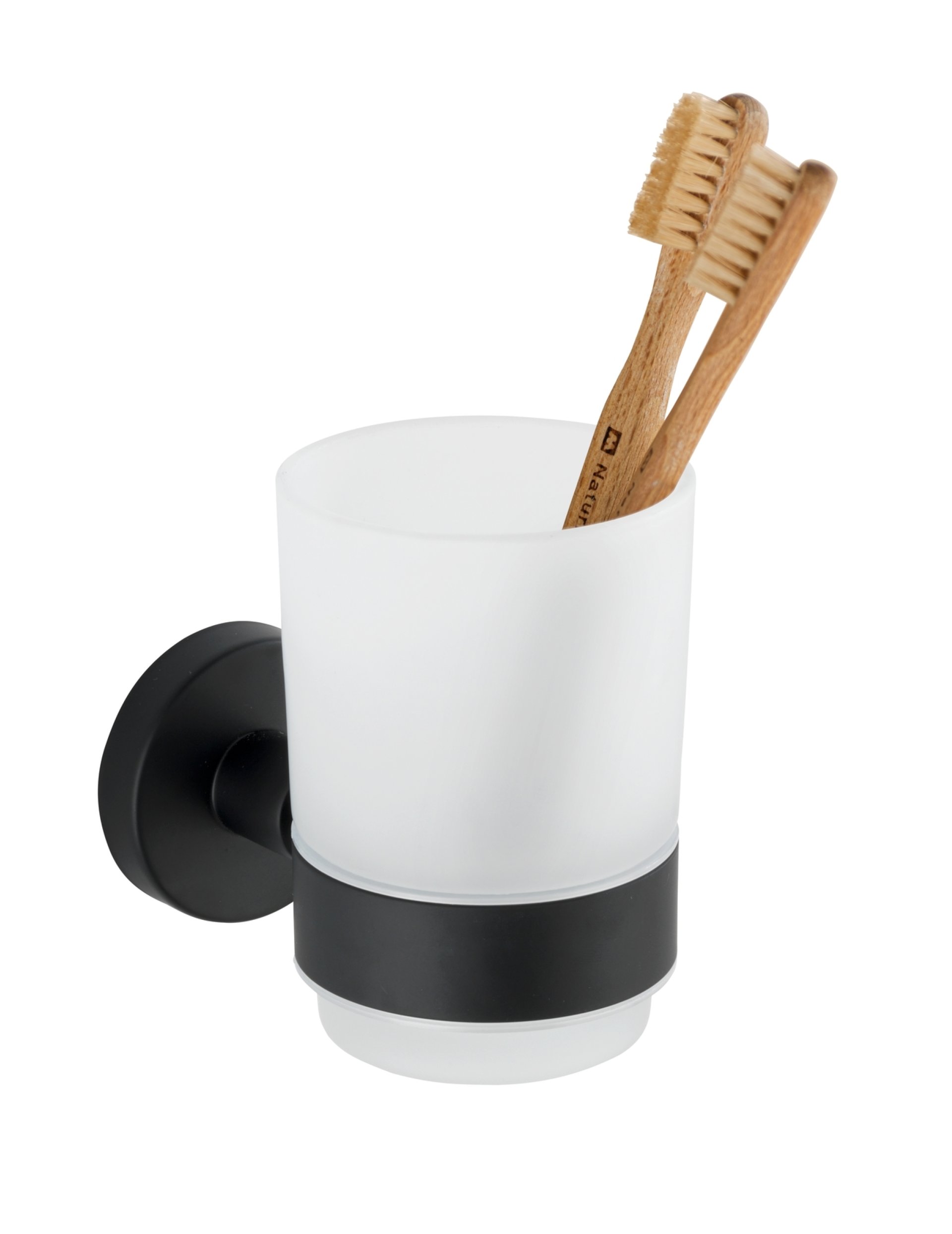 WENKO UNO BOSIO Zahnputzbecher, Schwarz matt, Edelstahl rostfrei