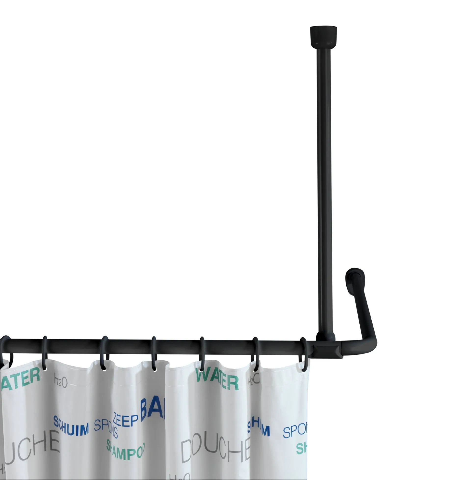 WENKO Deckenstütze für Duschstange 57 cm, Schwarz, Aluminium