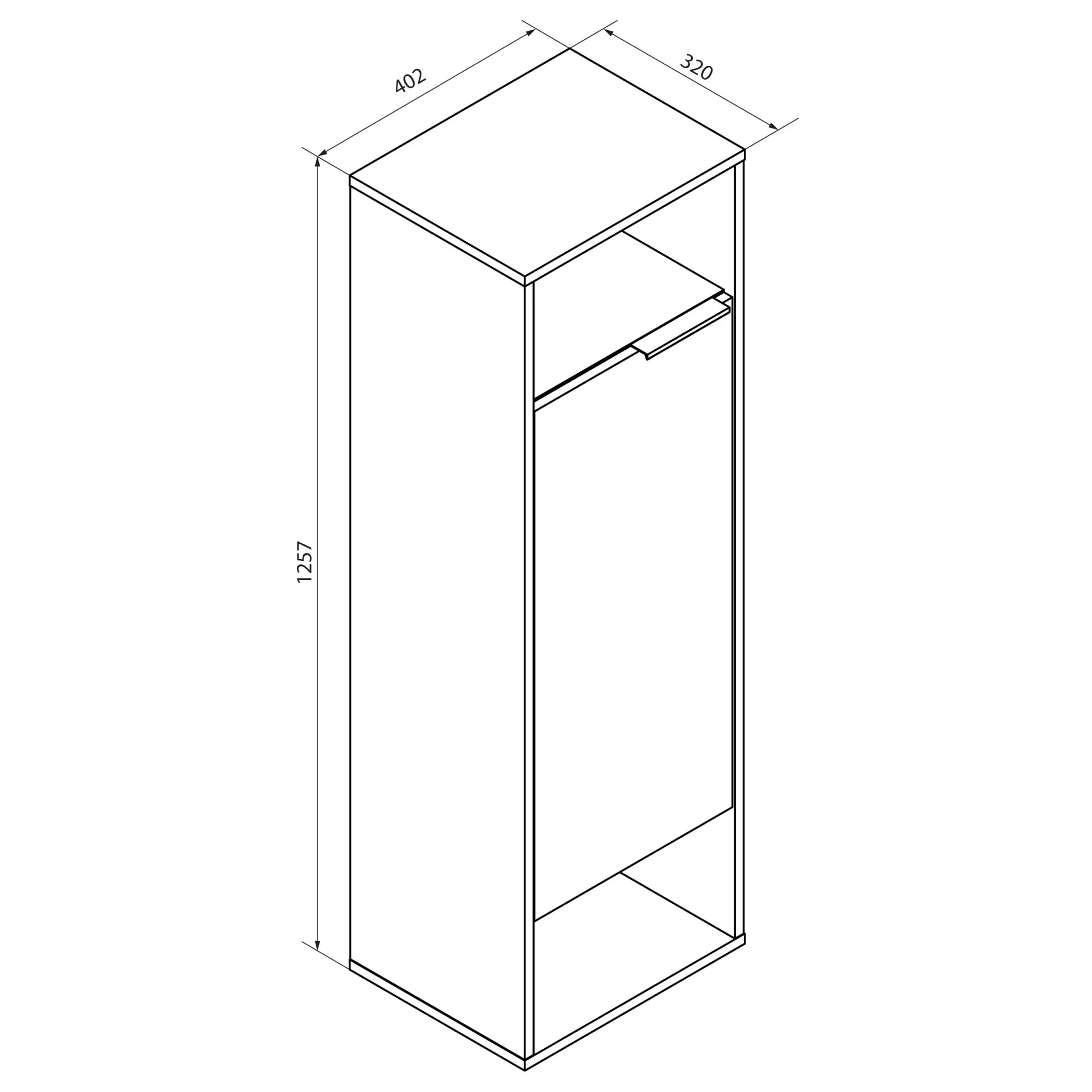 FACKELMANN B.PARIS Midischrank 40 cm breit, Grau, Türanschlag links
