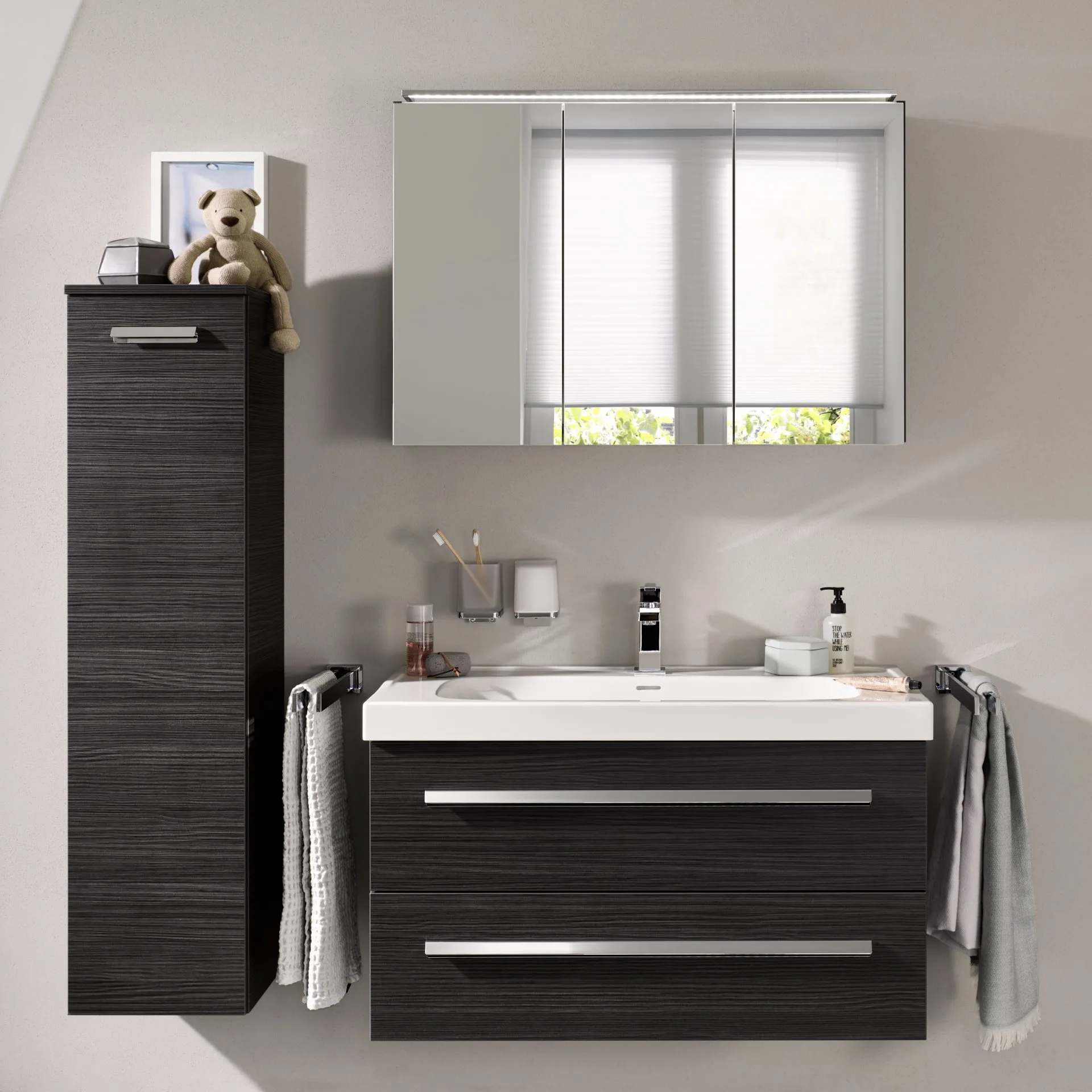 LANZET K1 Waschbecken Keramik 90 cm, Weiß