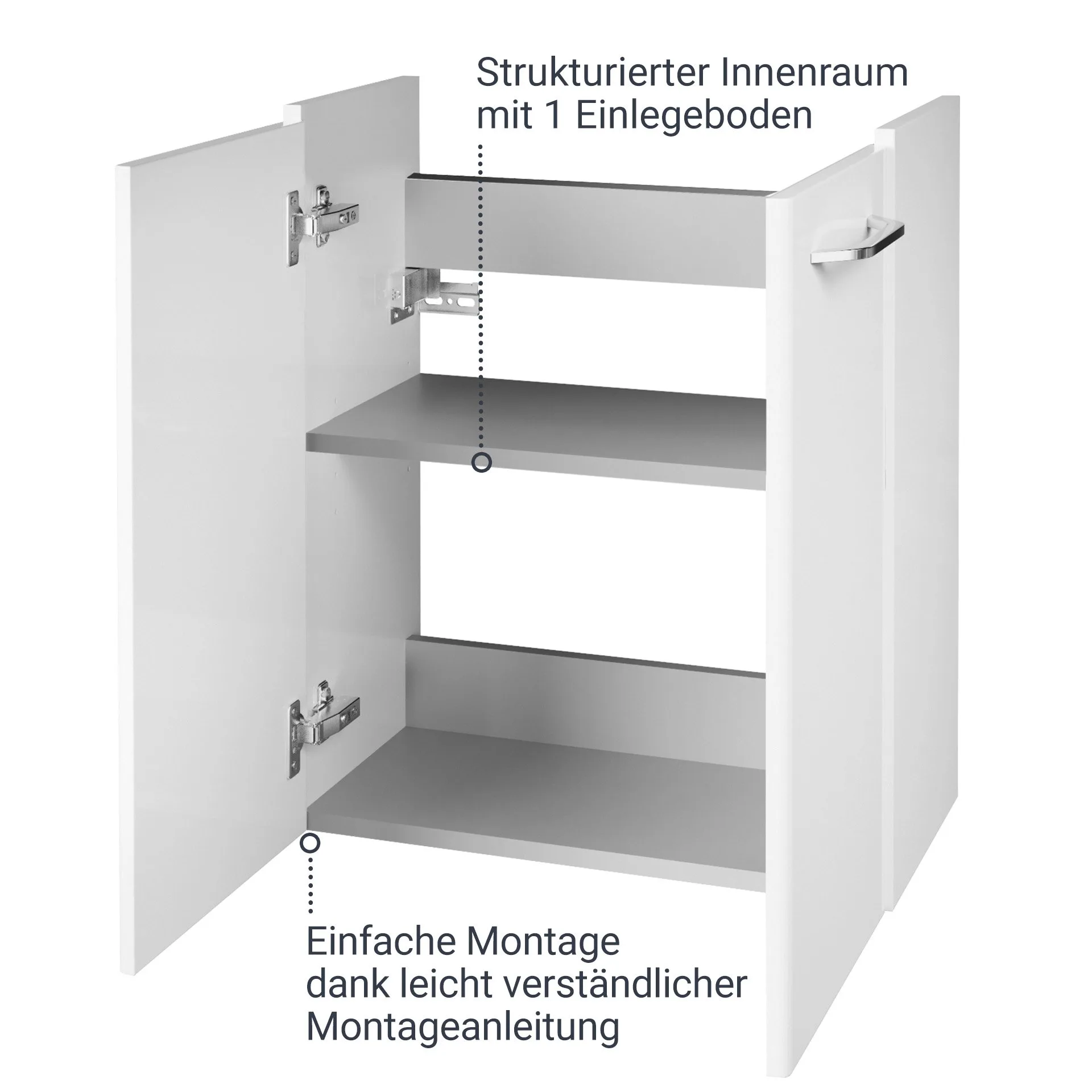 FACKELMANN MILANO Waschbeckenunterschrank Gäste WC 52 cm breit, Weiß