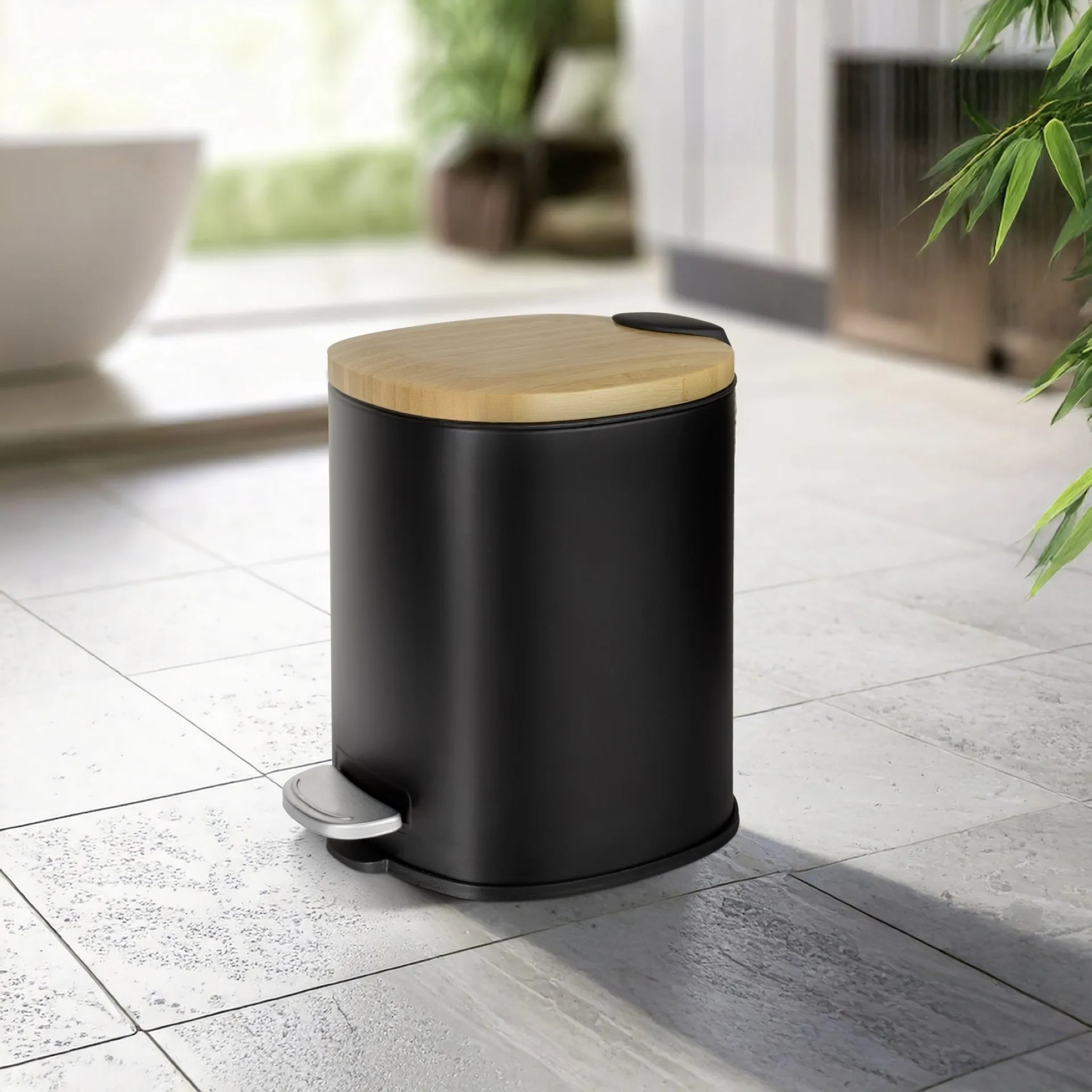 WENKO FIANEMA Kosmetikeimer 3 Liter, Schwarz/Braun