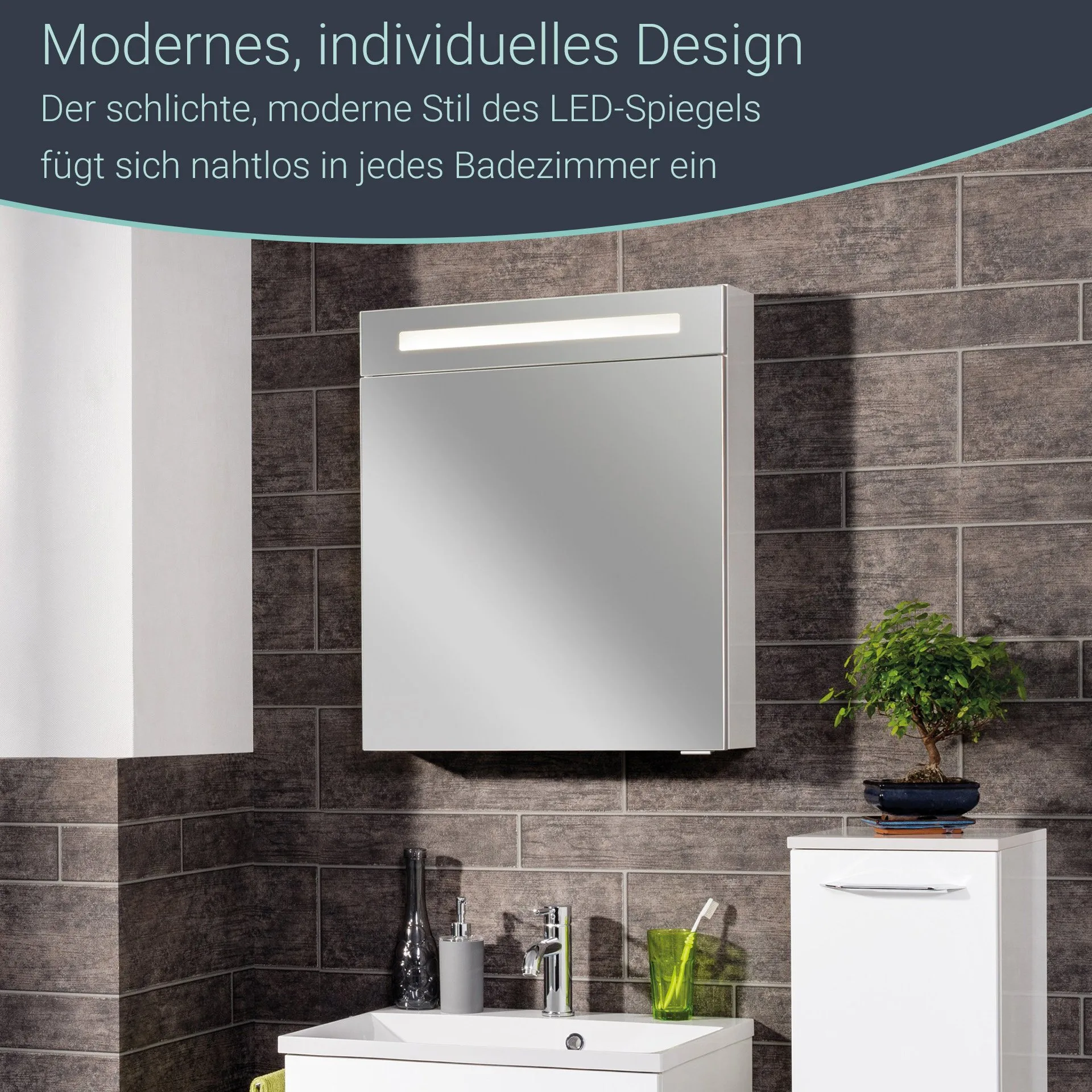 FACKELMANN B.CLEVER LED Spiegelschrank 60 cm breit, Weiß