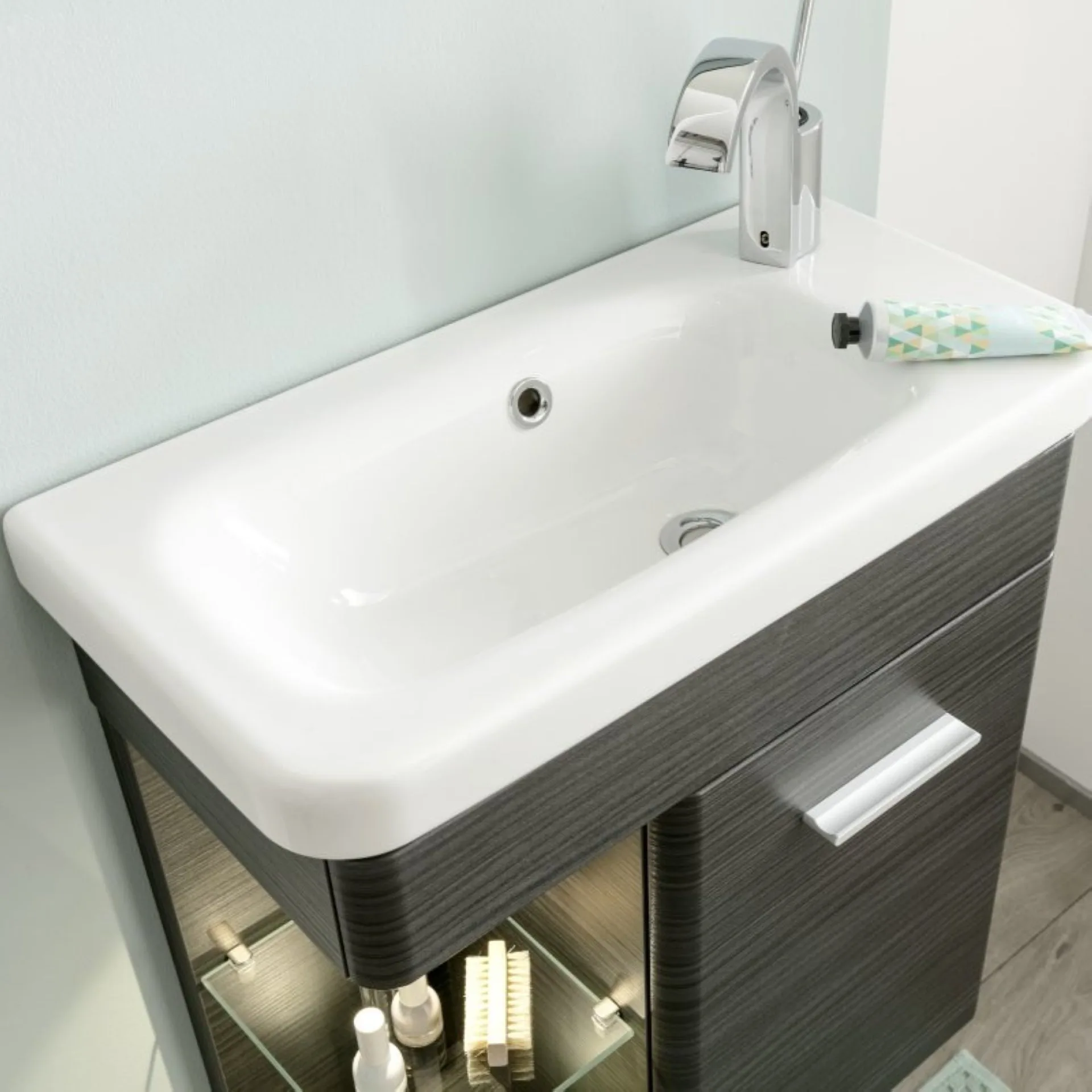LANZET K8 Gäste WC Waschbecken Keramik 60 cm