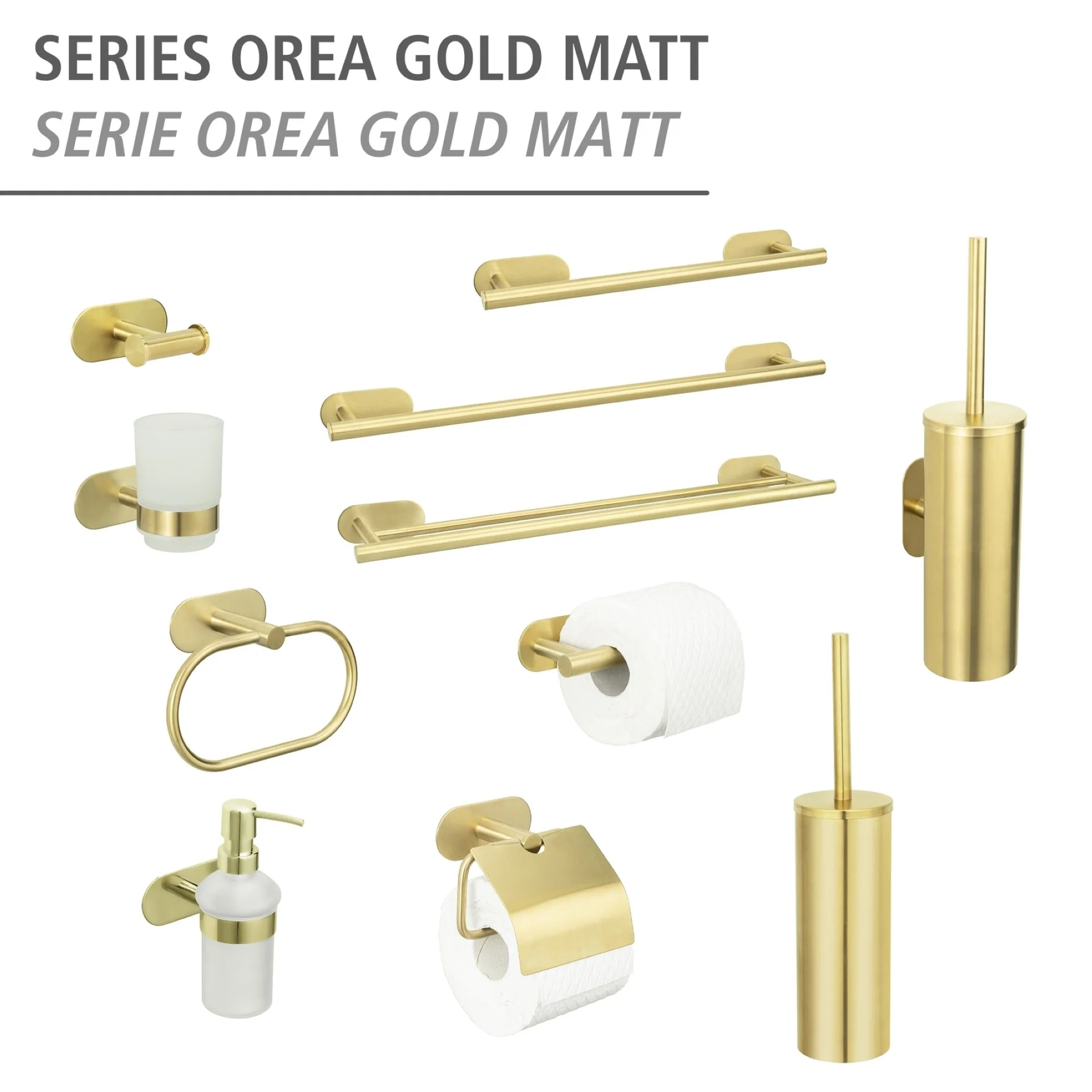 WENKO OREA Zahnputzbecher, Gold matt, Befestigen ohne Bohren