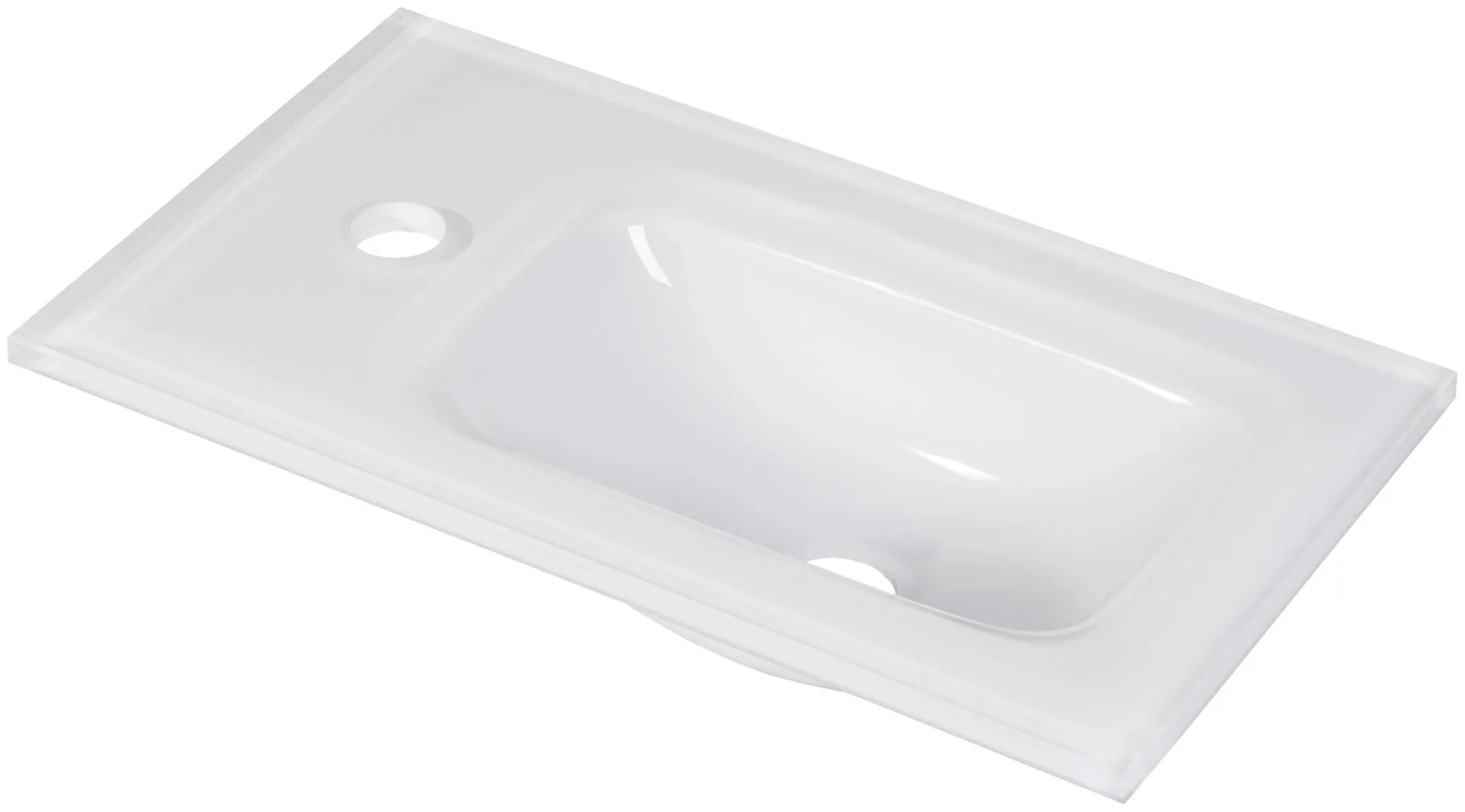 FACKELMANN SBC KARA Gäste WC Waschtisch Set 45 cm breit, Weiß, Waschbecken Glas Weiß, Türanschlag links