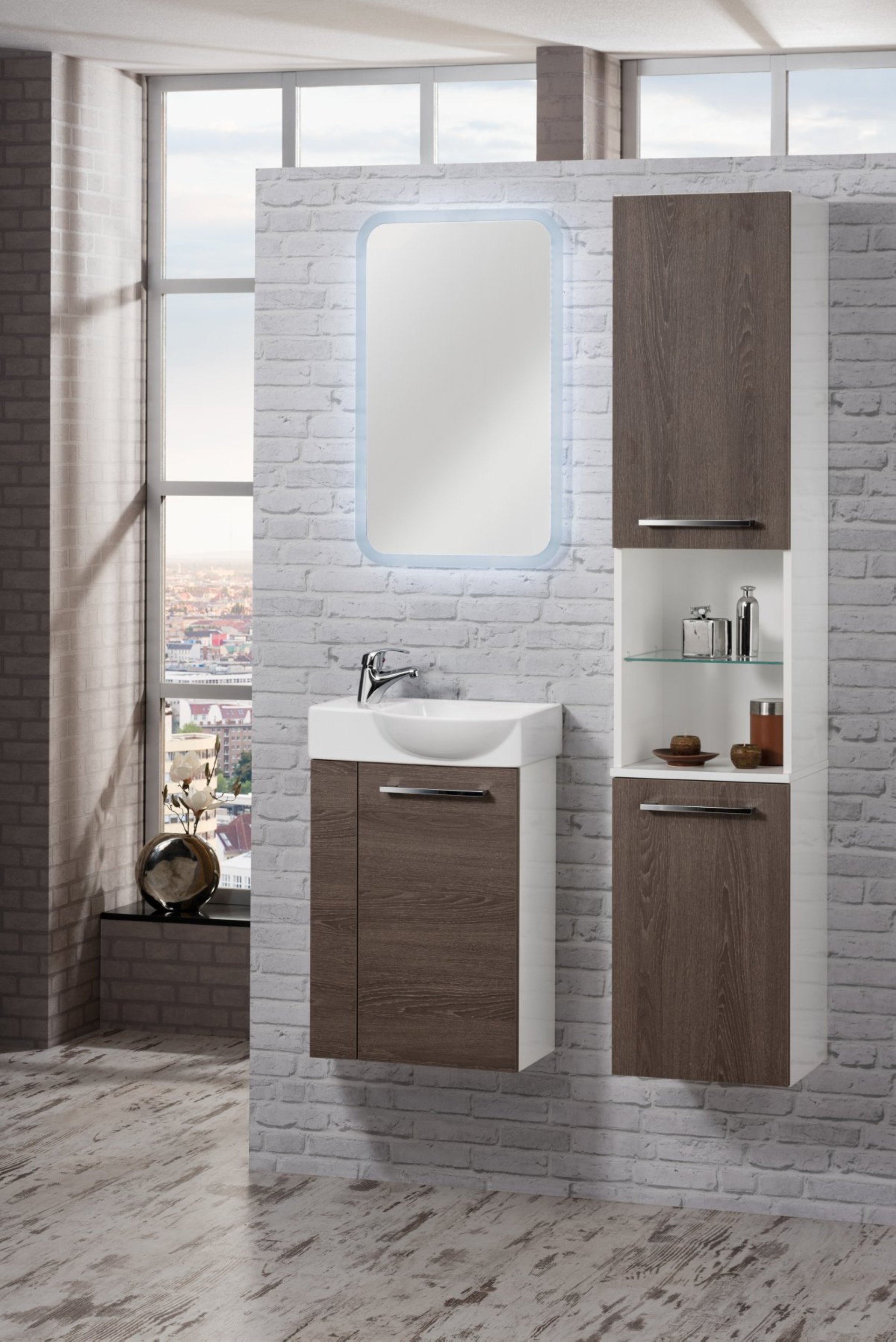 Fackelmann A-VERO Waschbecken 45 cm aus Keramik, Weiß