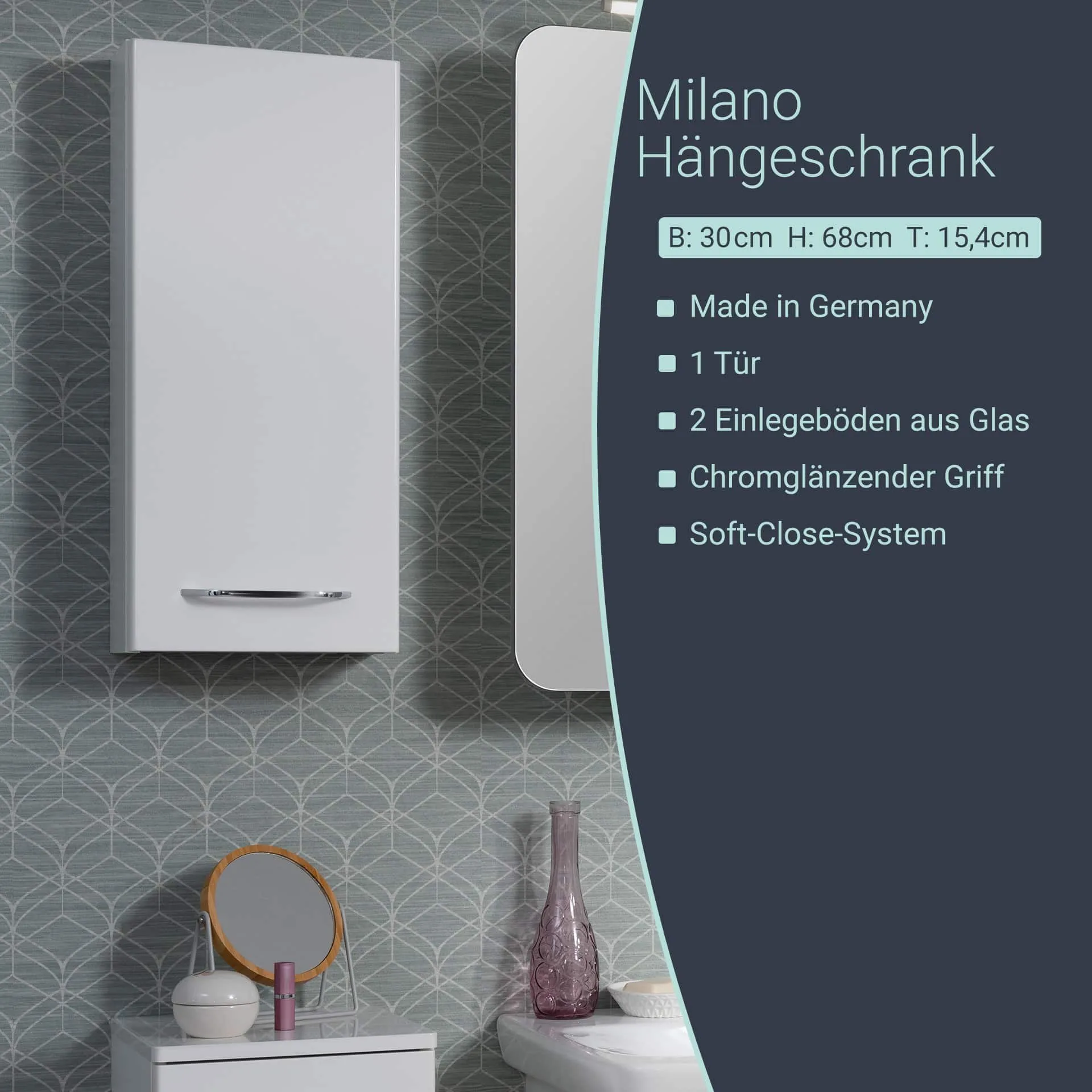 FACKELMANN MILANO Hängeschrank 30 cm breit, Weiß