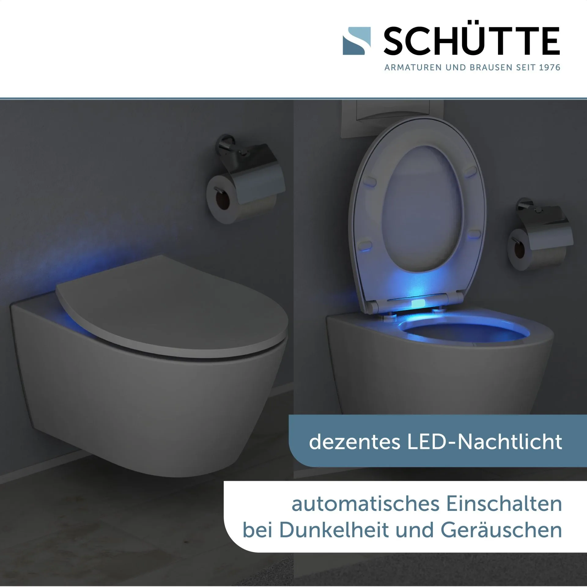 SCHÜTTE LED WC-Sitz, Weiß, Kunststoff, mit Absenkautomatik und Schnellverschluss