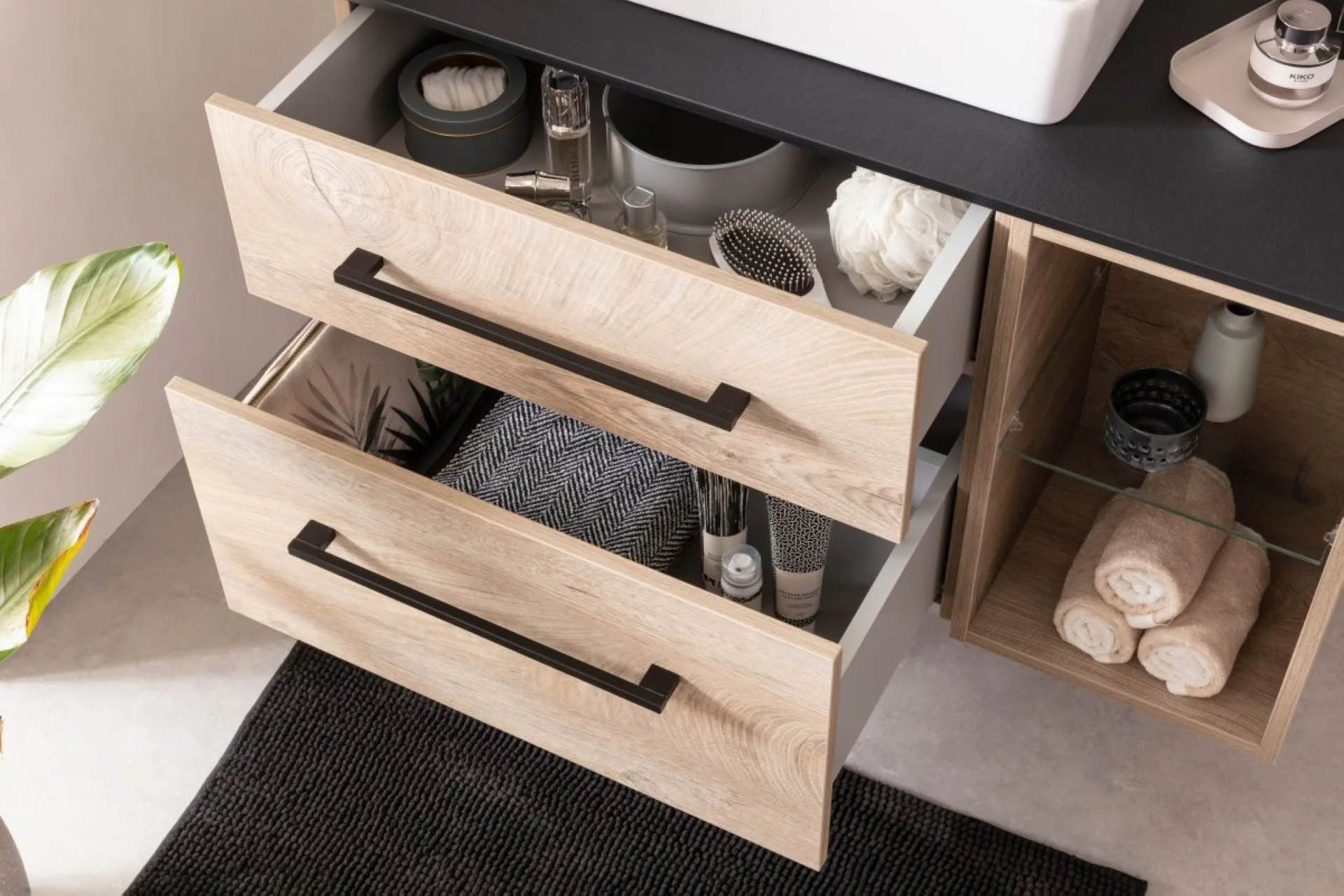 Fackelmann OXFORD Waschbeckenunterschrank 60 cm breit, Braun hell